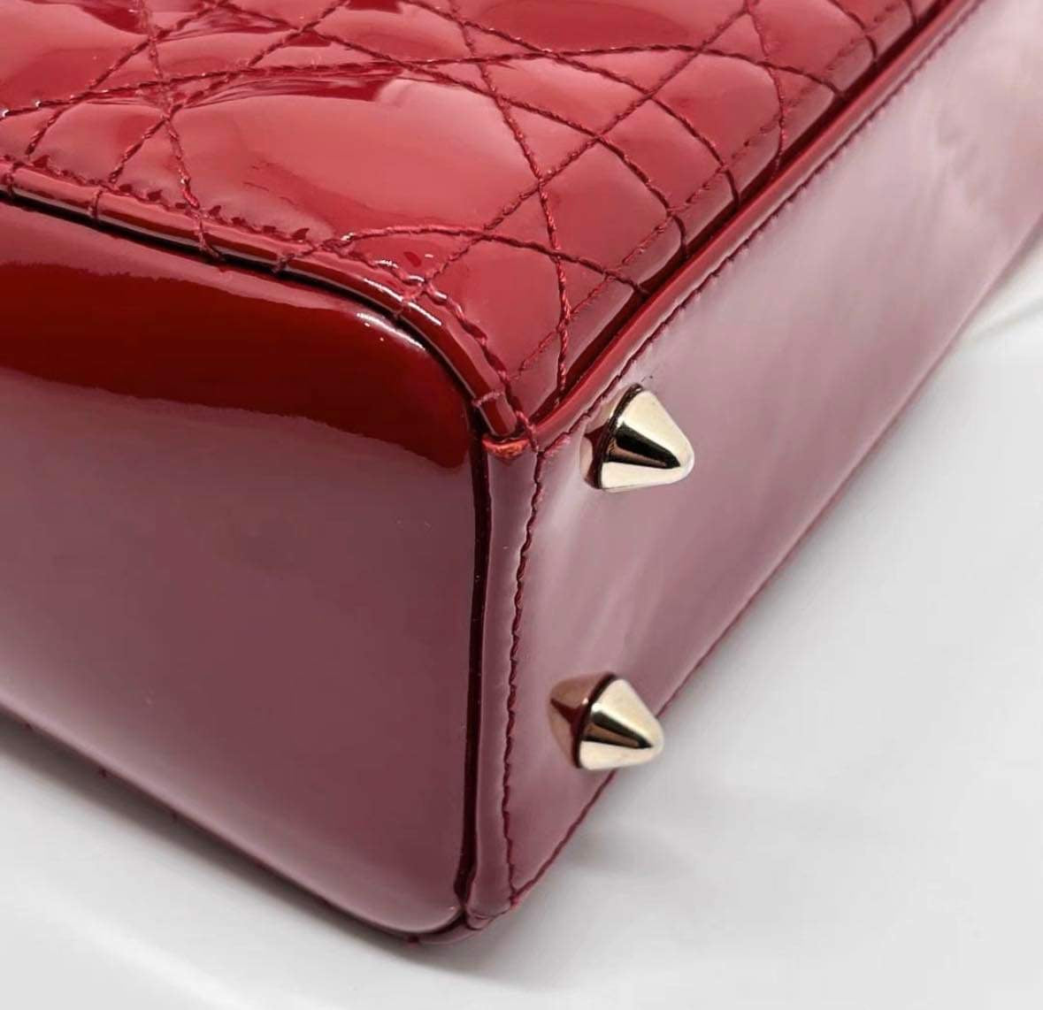 Christian Dior Lady Dior small in cherry red patent