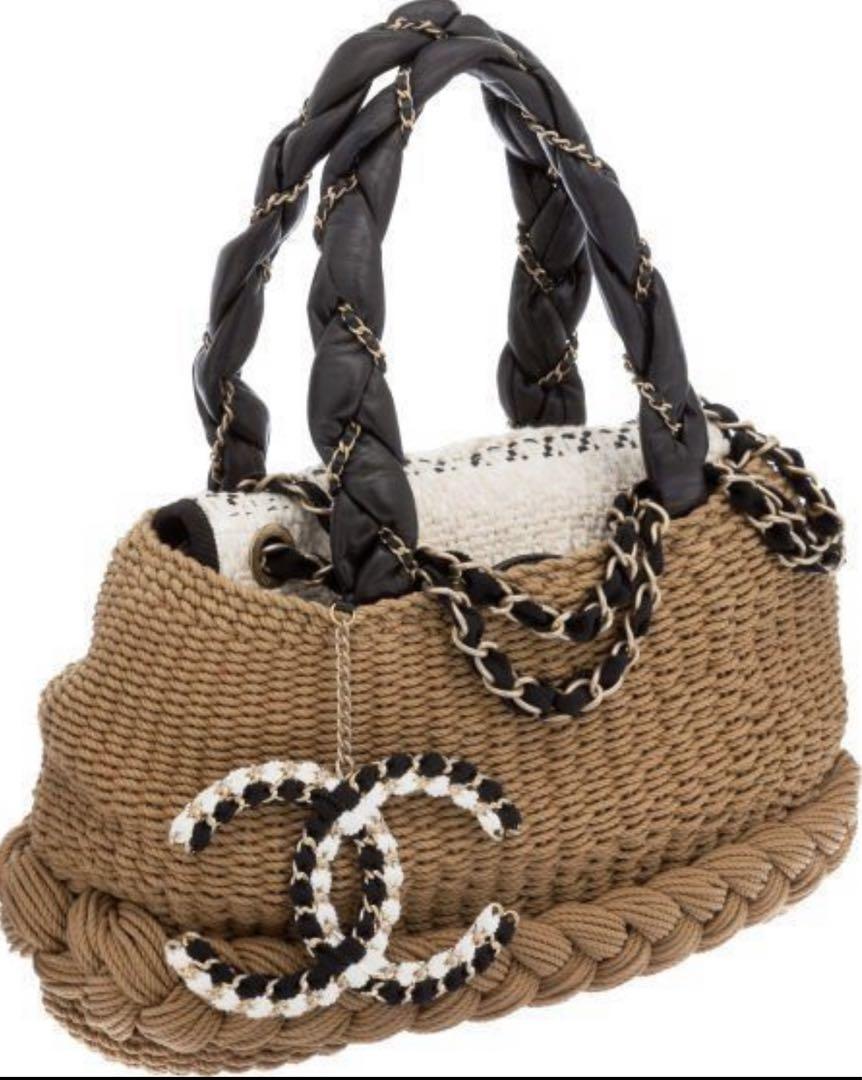 Chanel Woven Raffia Lambskin Coco Country Tote