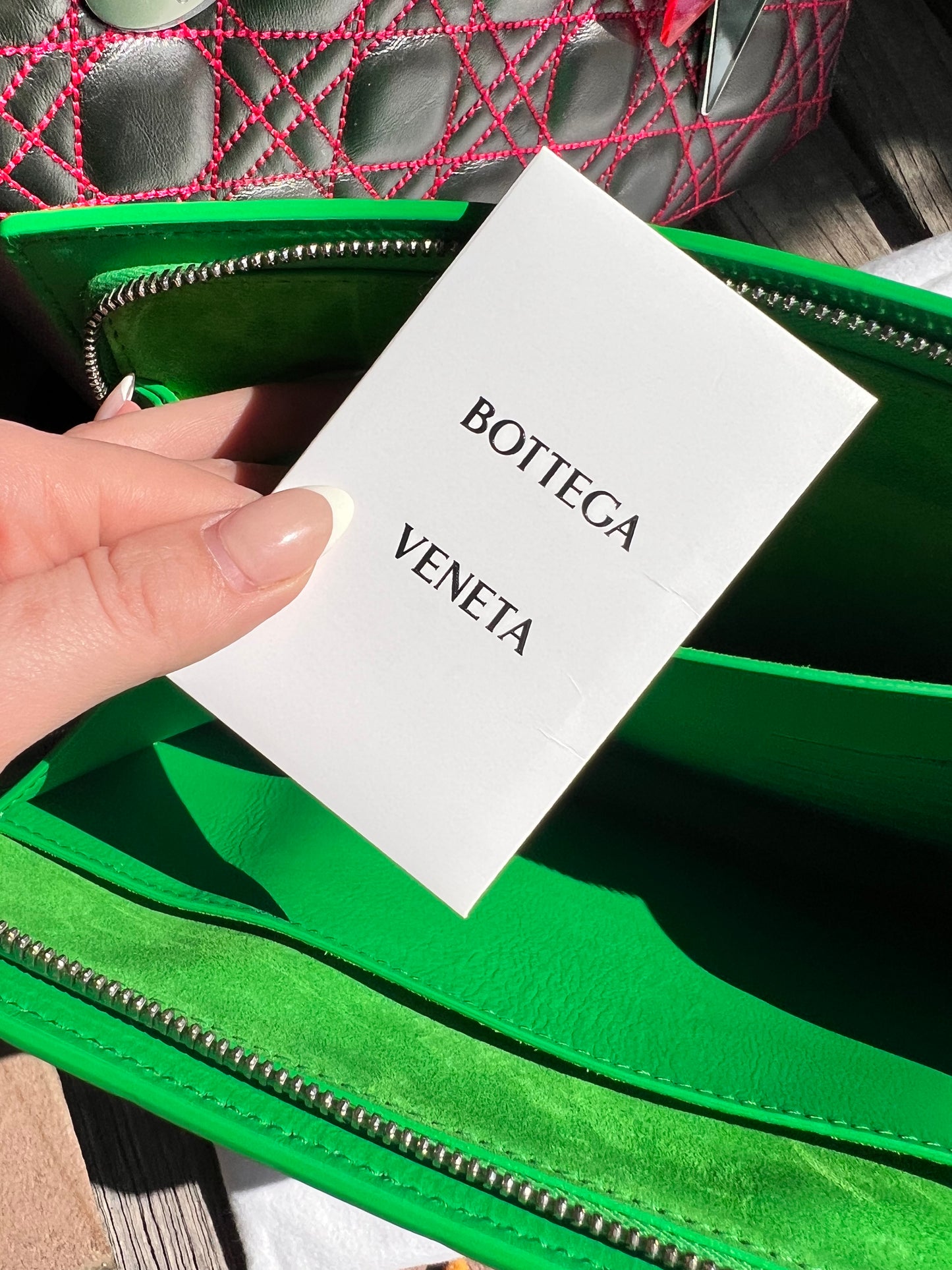 Bottega Veneta intrecciato wristlet clutch parakeet green