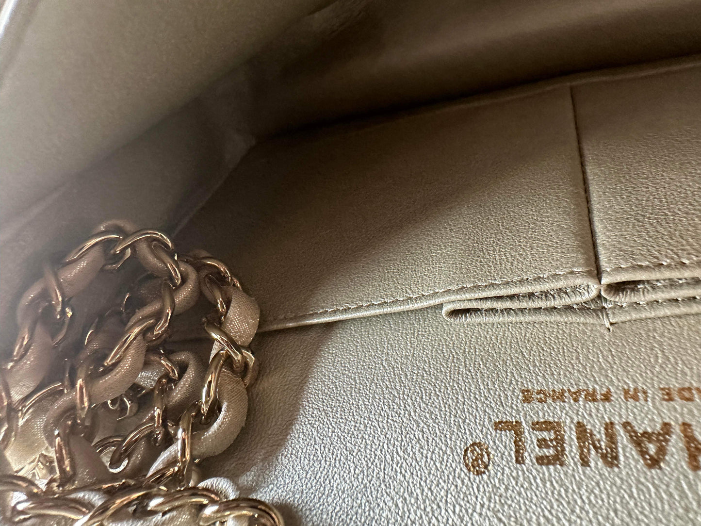Chanel Metallic Champagne Double flap medium classic flap
