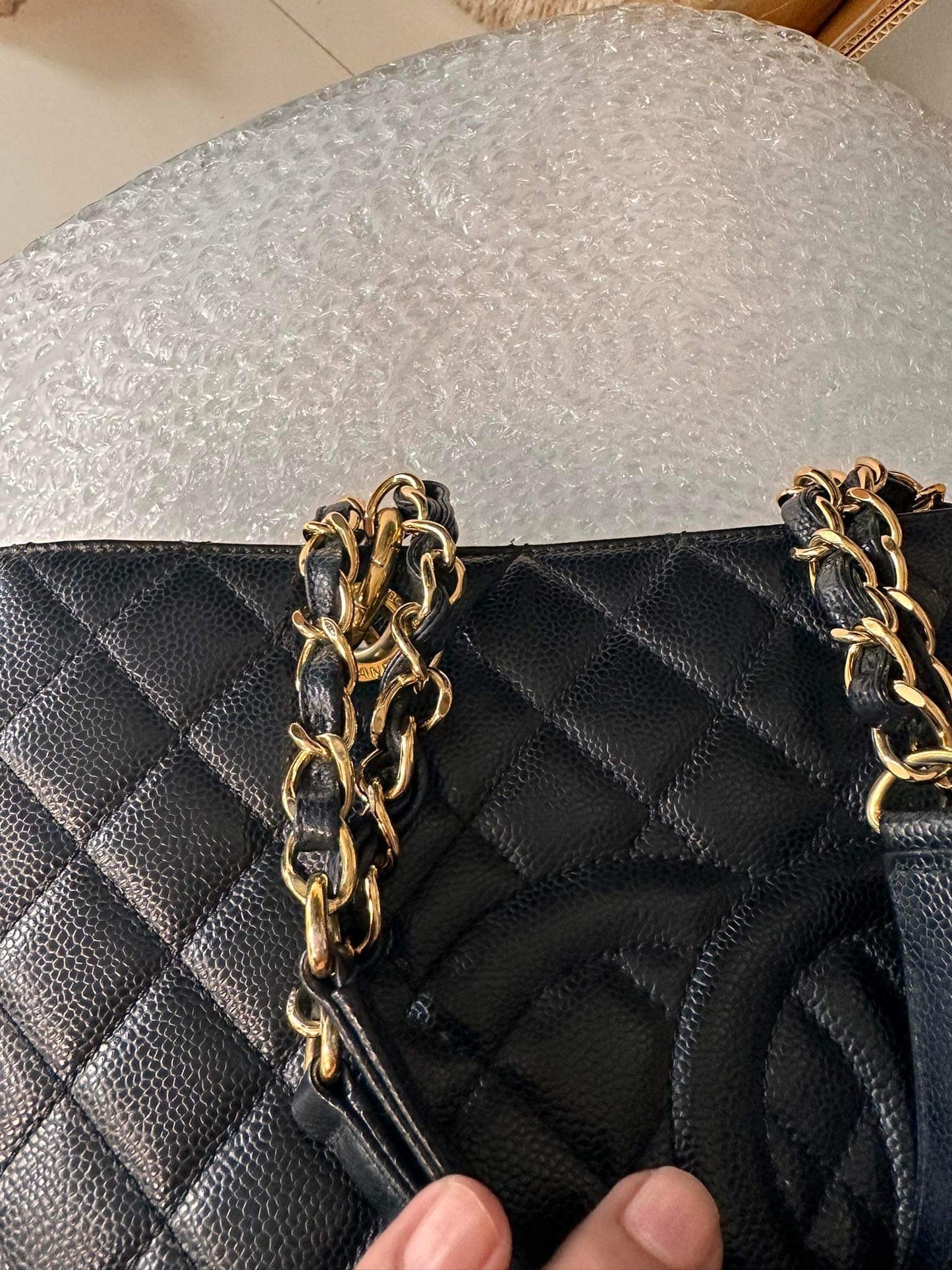 Chanel grand shopper tote black caviar gold hardware