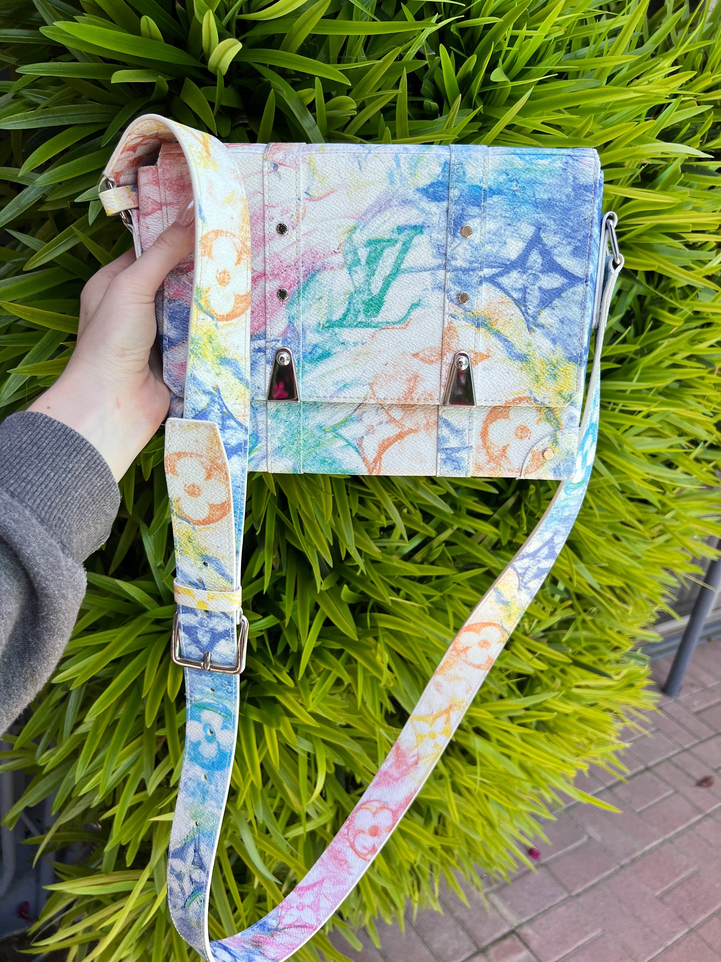 Louis Vuitton limited edition pastel watercolor trunk PM messenger bag