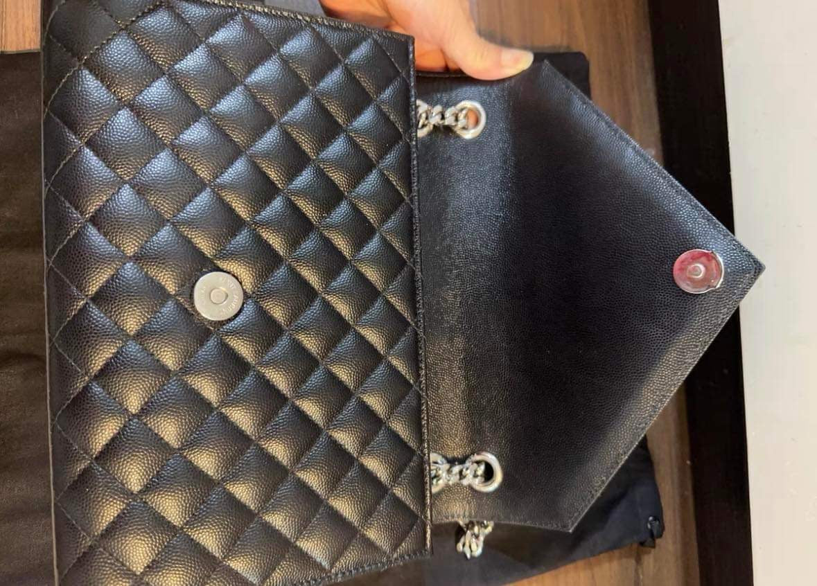 Yves Saint Laurent Black Envelope 2 way bag SHW
