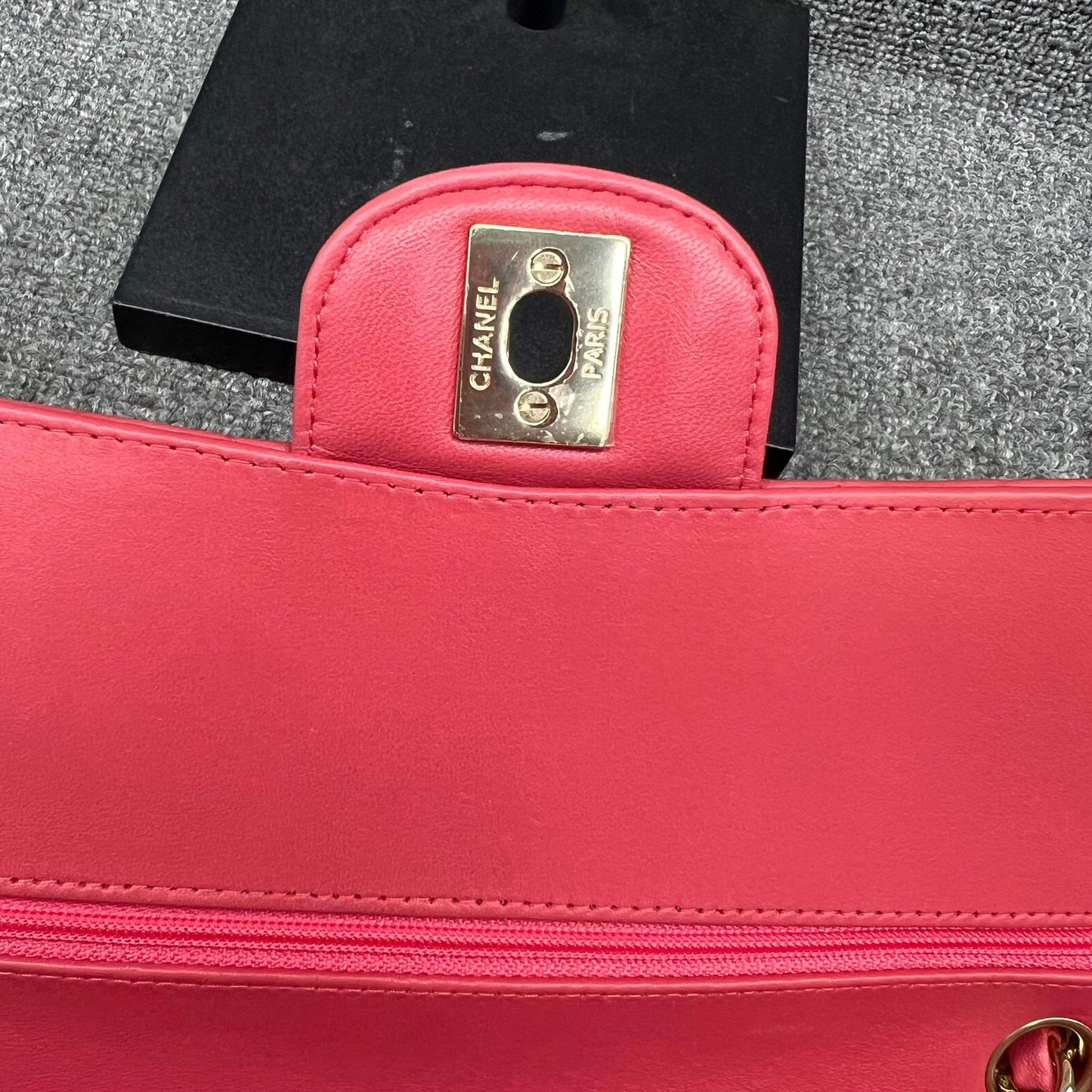Chanel coral lambskin chevron medium classic flap