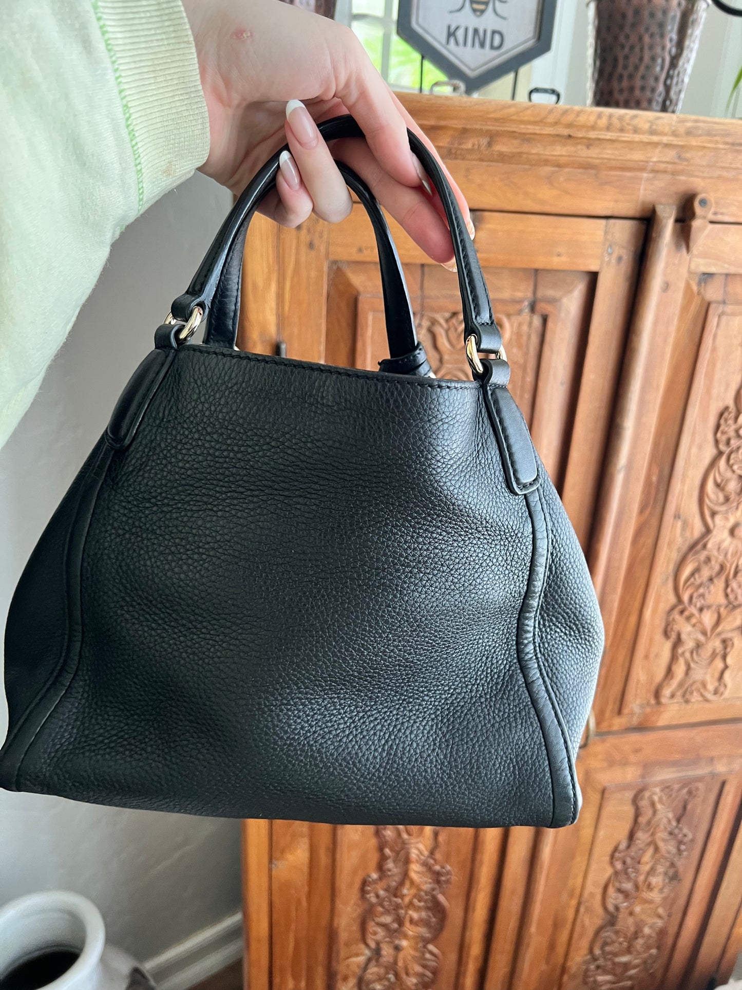 Gucci Black Calfskin grained 2way Soho tote