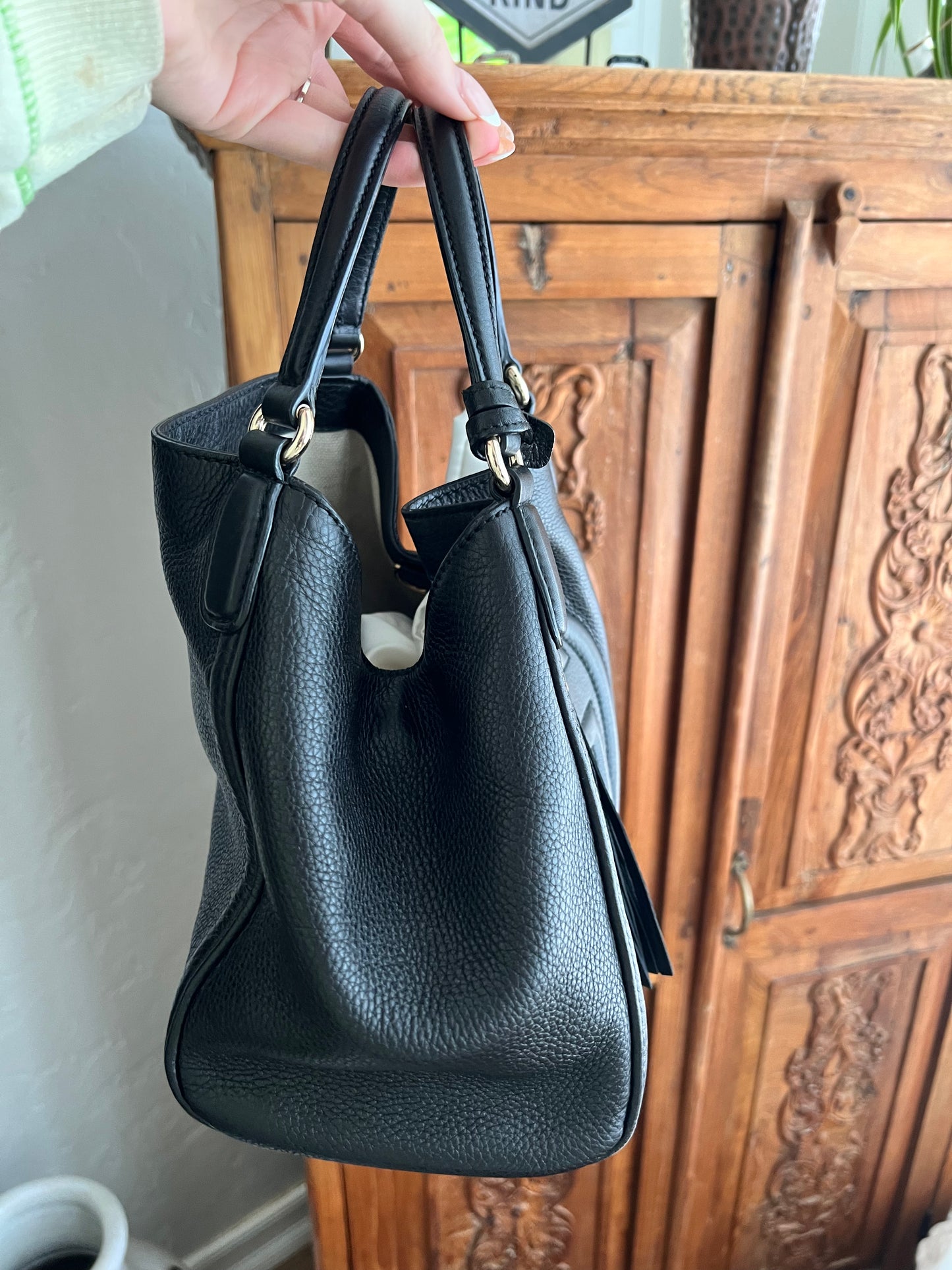Gucci Black Calfskin grained 2way Soho tote