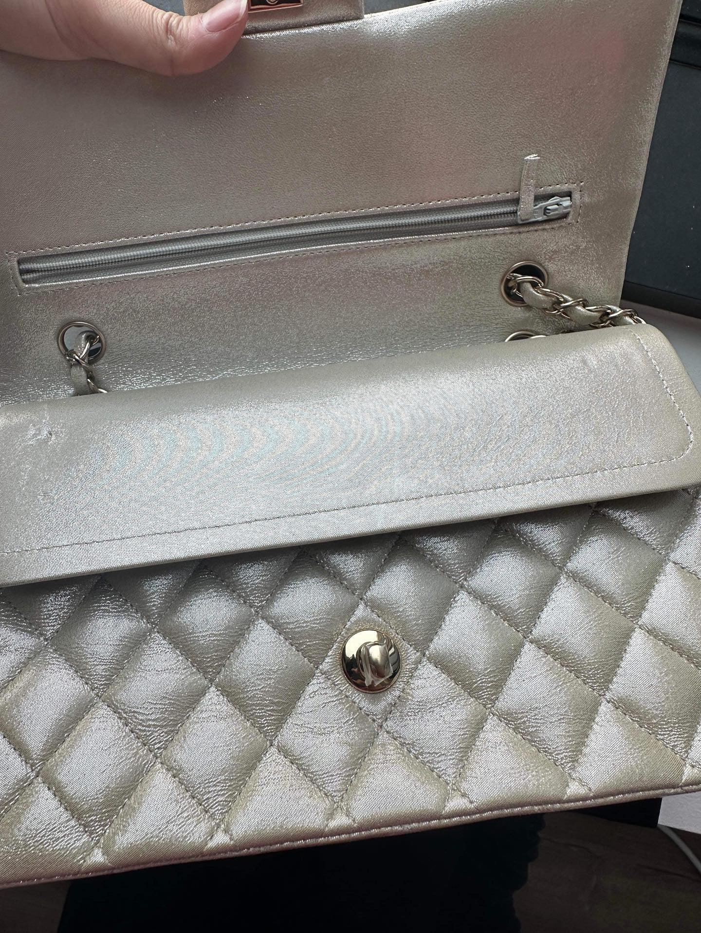 Chanel Metallic Champagne Double flap medium classic flap