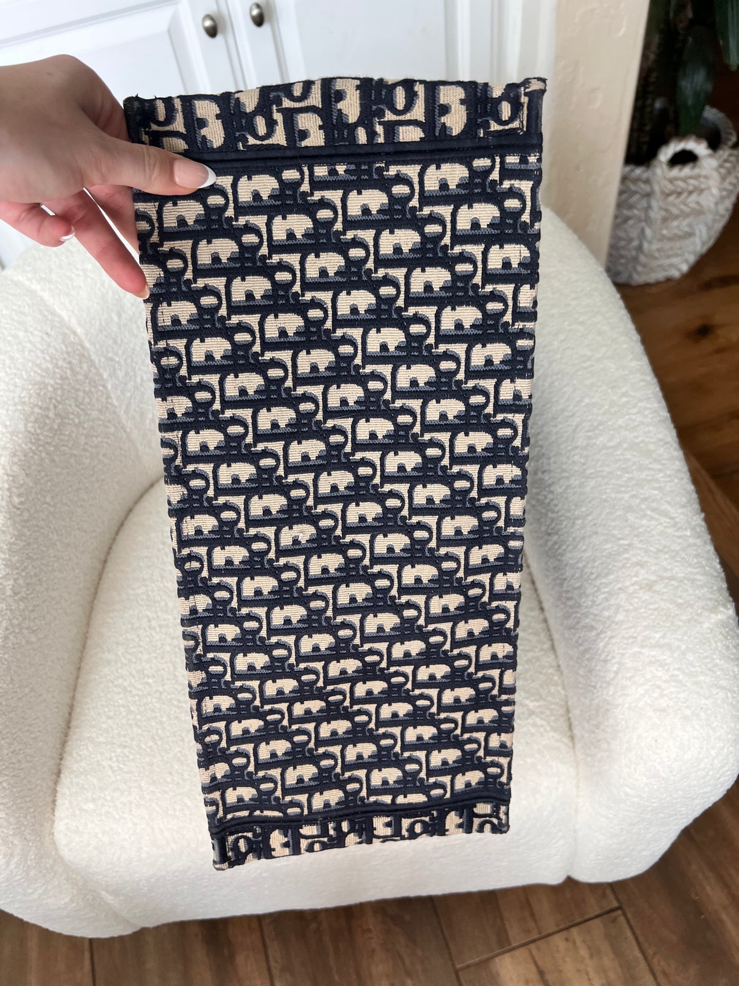 Dior large book tote navy oblique embroidered