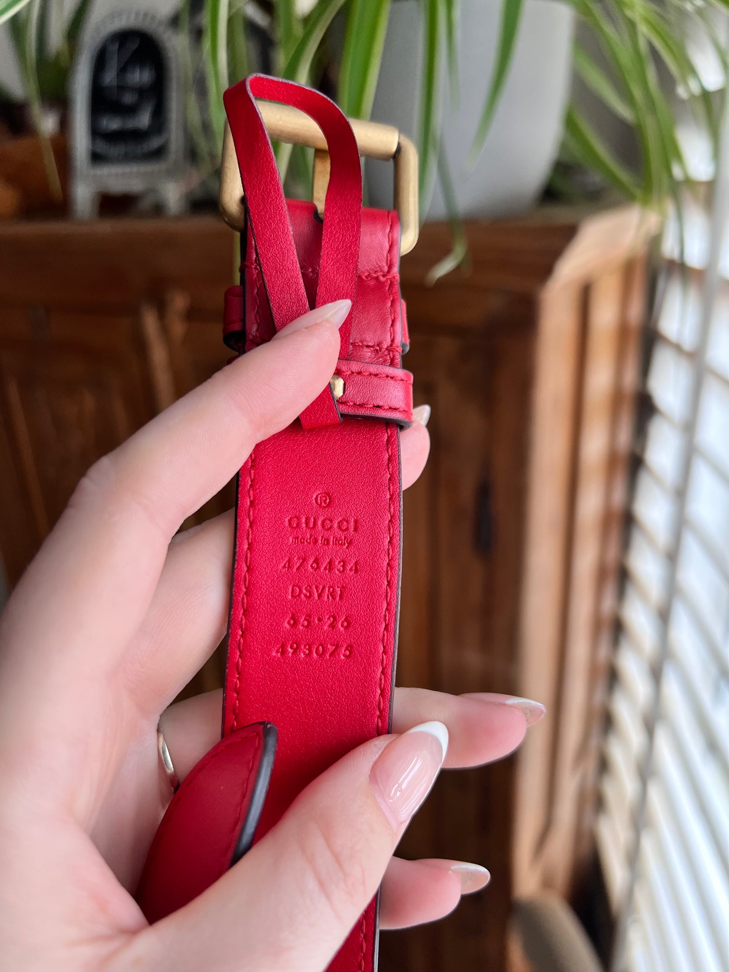 GUCCI Calfskin Matelasse GG Marmont Belt Bag size 65 or 26 in Hibiscus Red