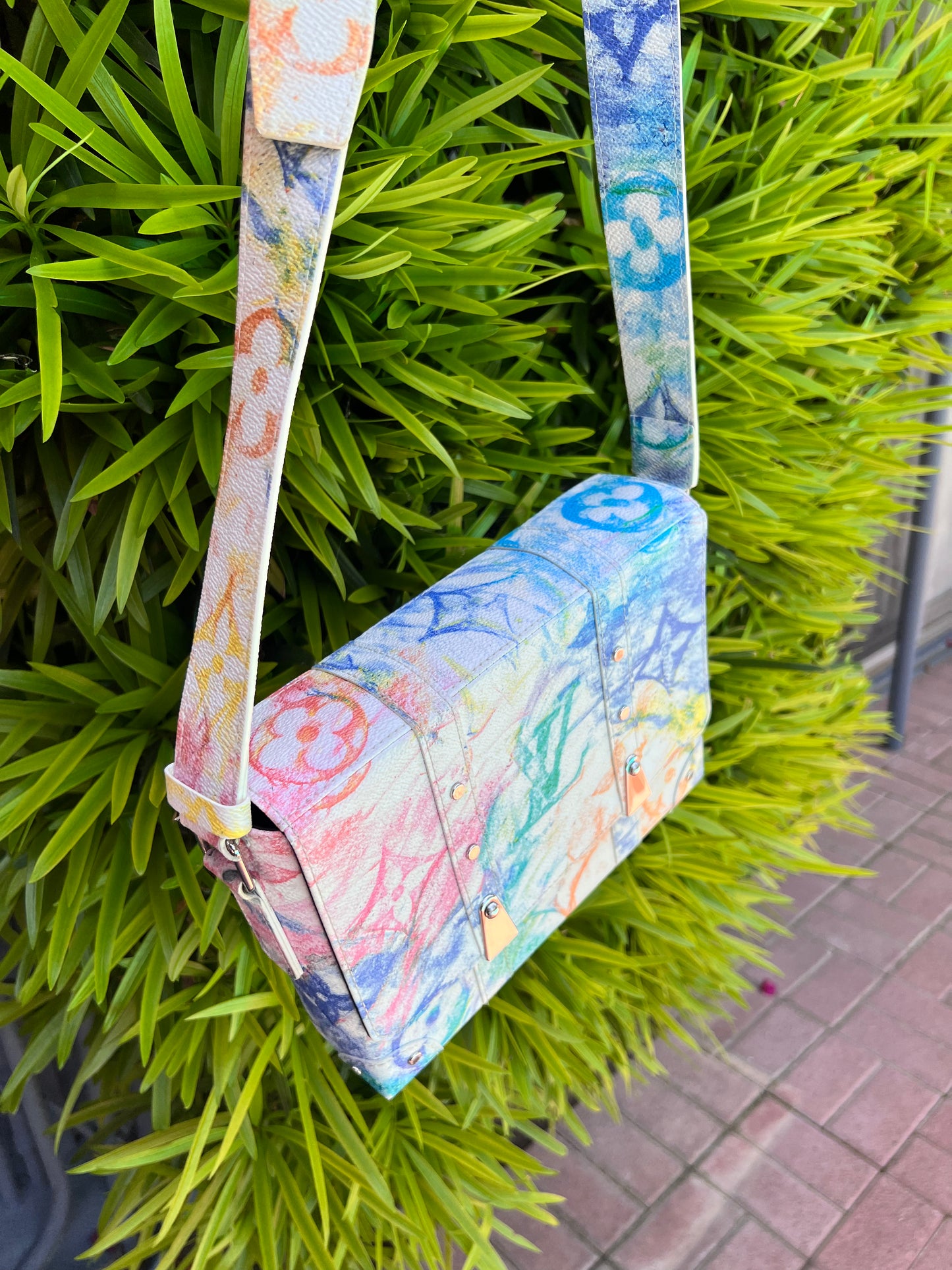 Louis Vuitton limited edition pastel watercolor trunk PM messenger bag
