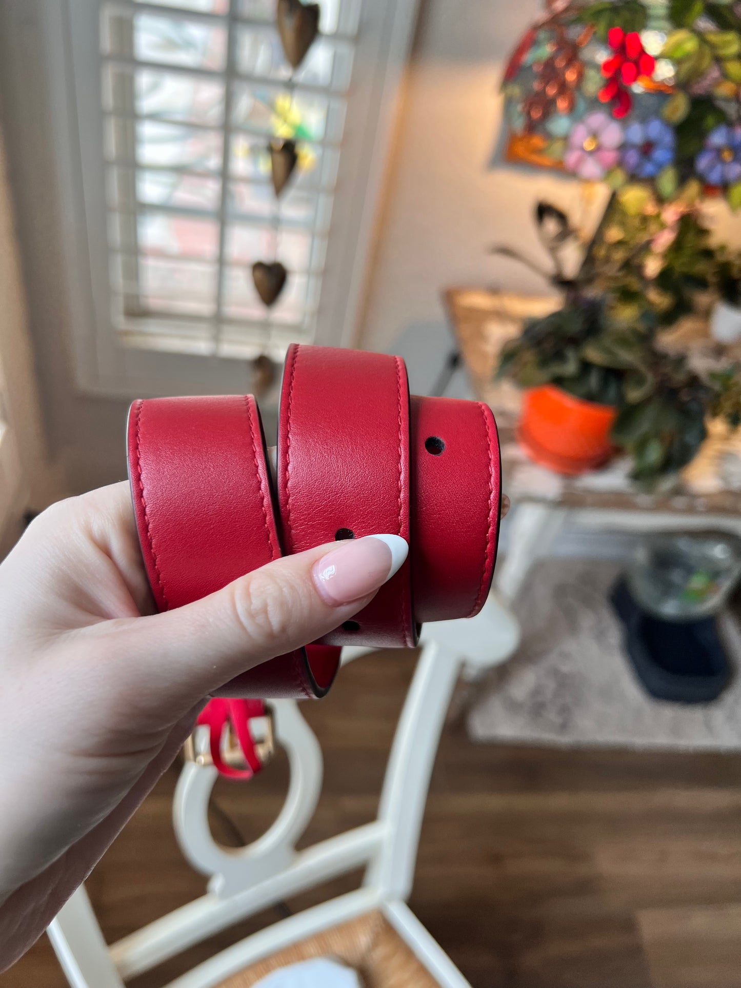 GUCCI Calfskin Matelasse GG Marmont Belt Bag size 65 or 26 in Hibiscus Red