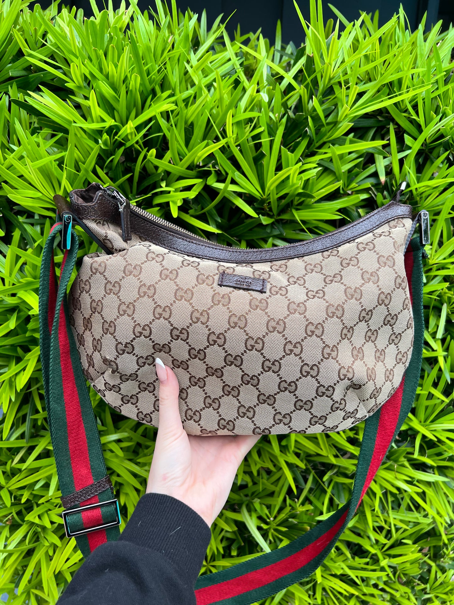 Gucci GG canvas half crescent messenger bag