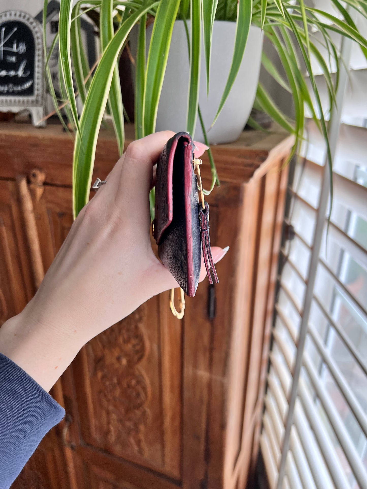 Louis Vuitton navy empreinte leather zip key chain pouch
