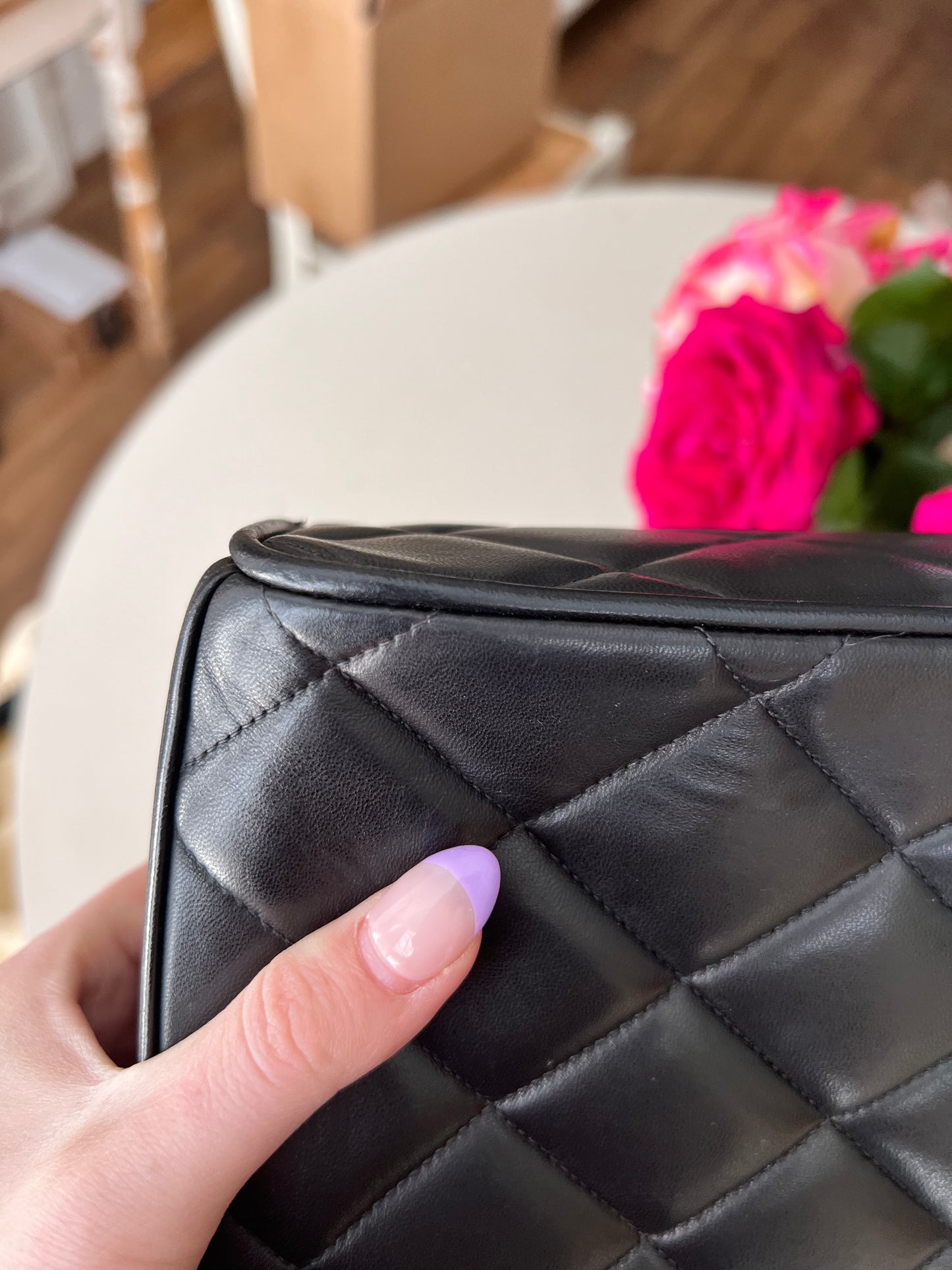 Chanel vintage CC lambskin covered messenger crossbody flap bag
