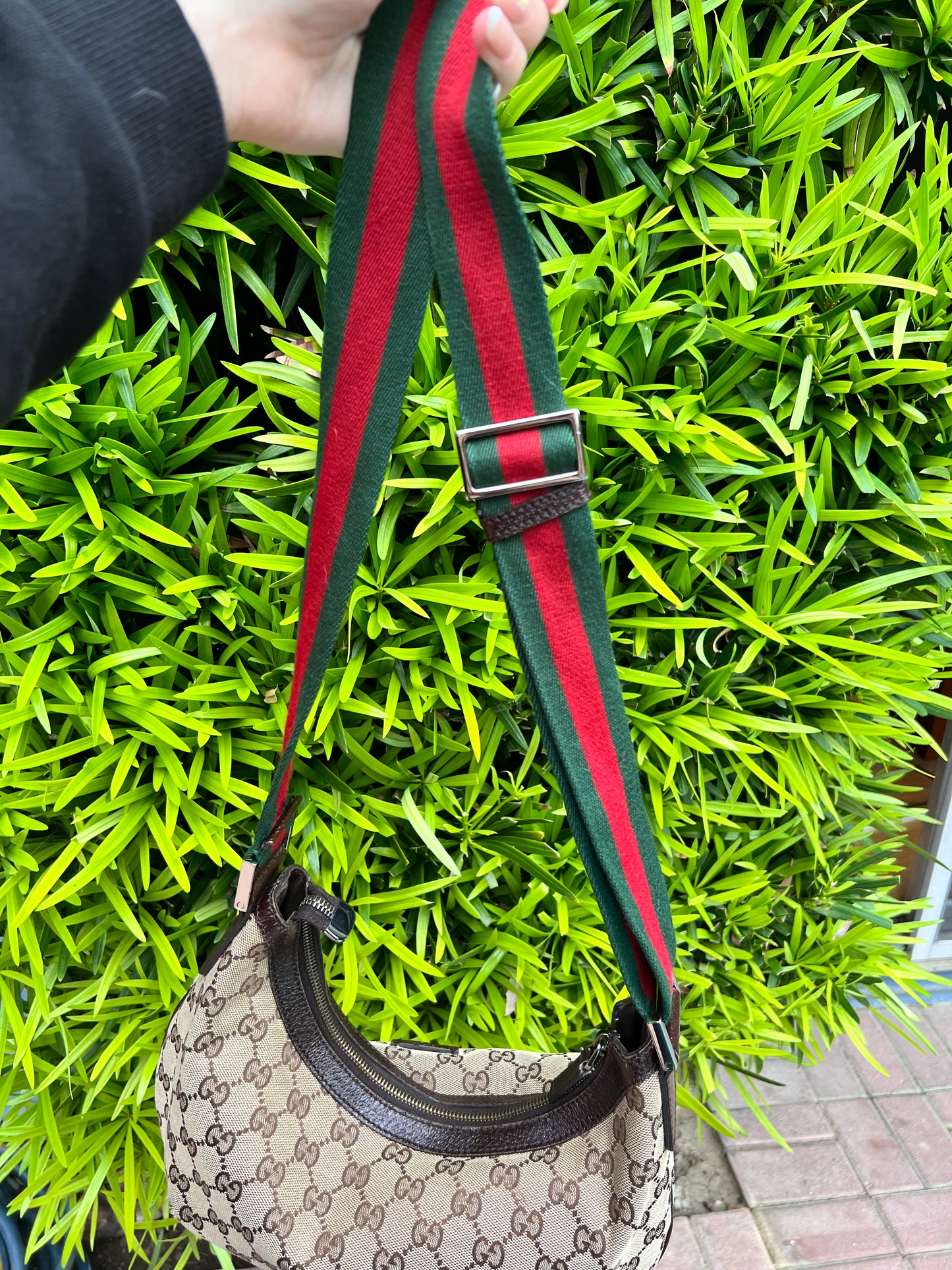 Gucci GG canvas half crescent messenger bag
