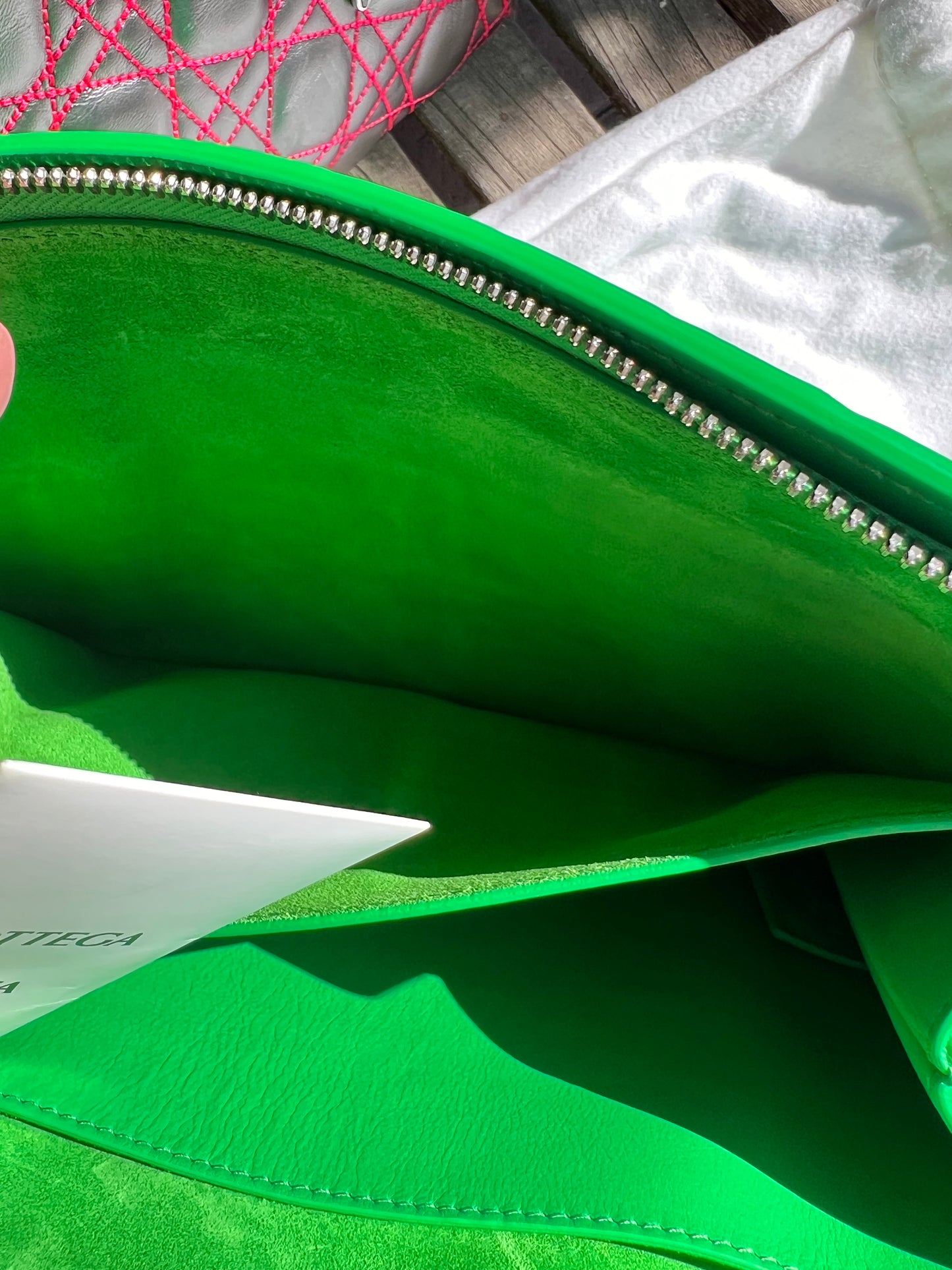 Bottega Veneta intrecciato wristlet clutch parakeet green