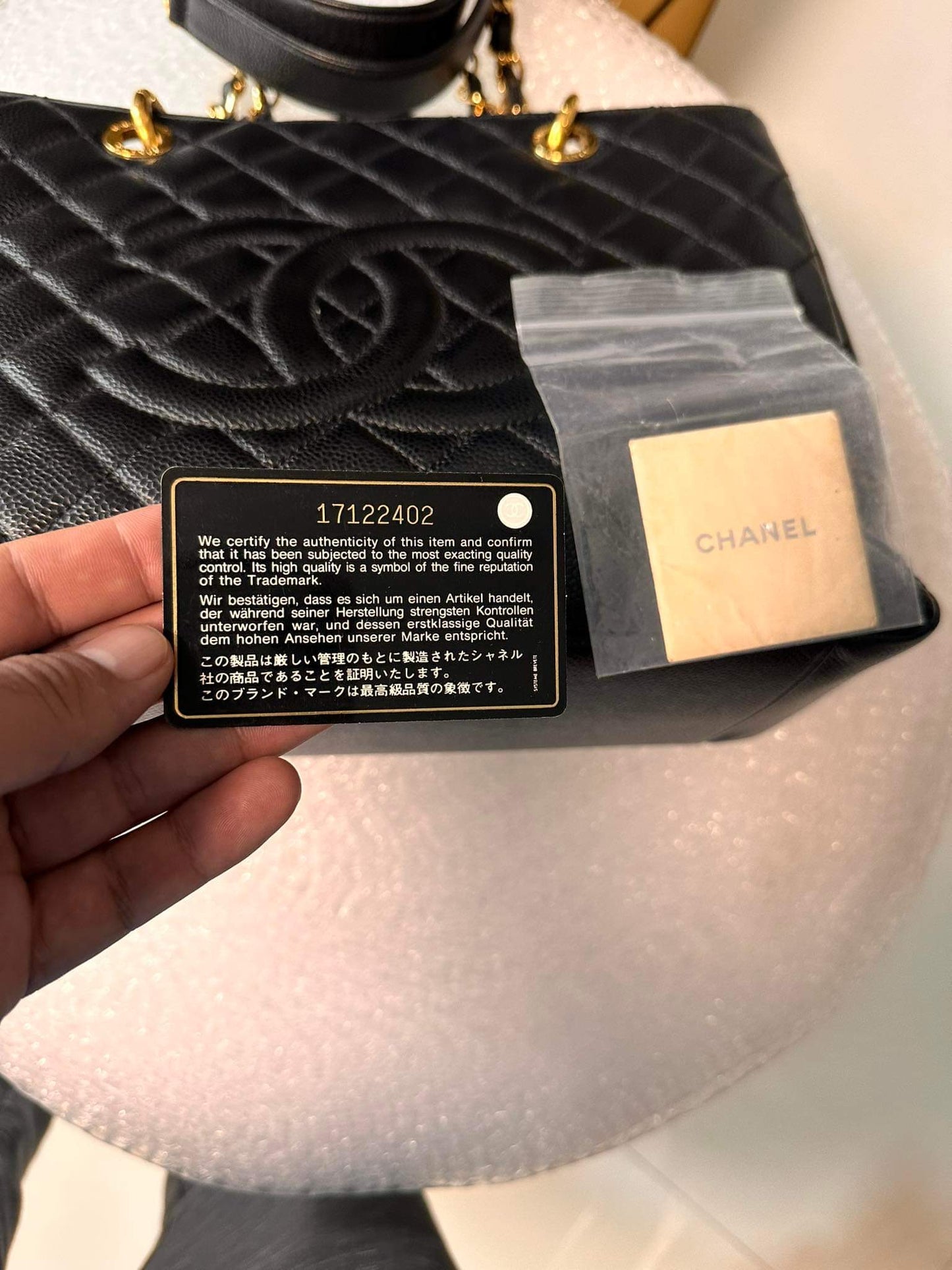 Chanel grand shopper tote black caviar gold hardware