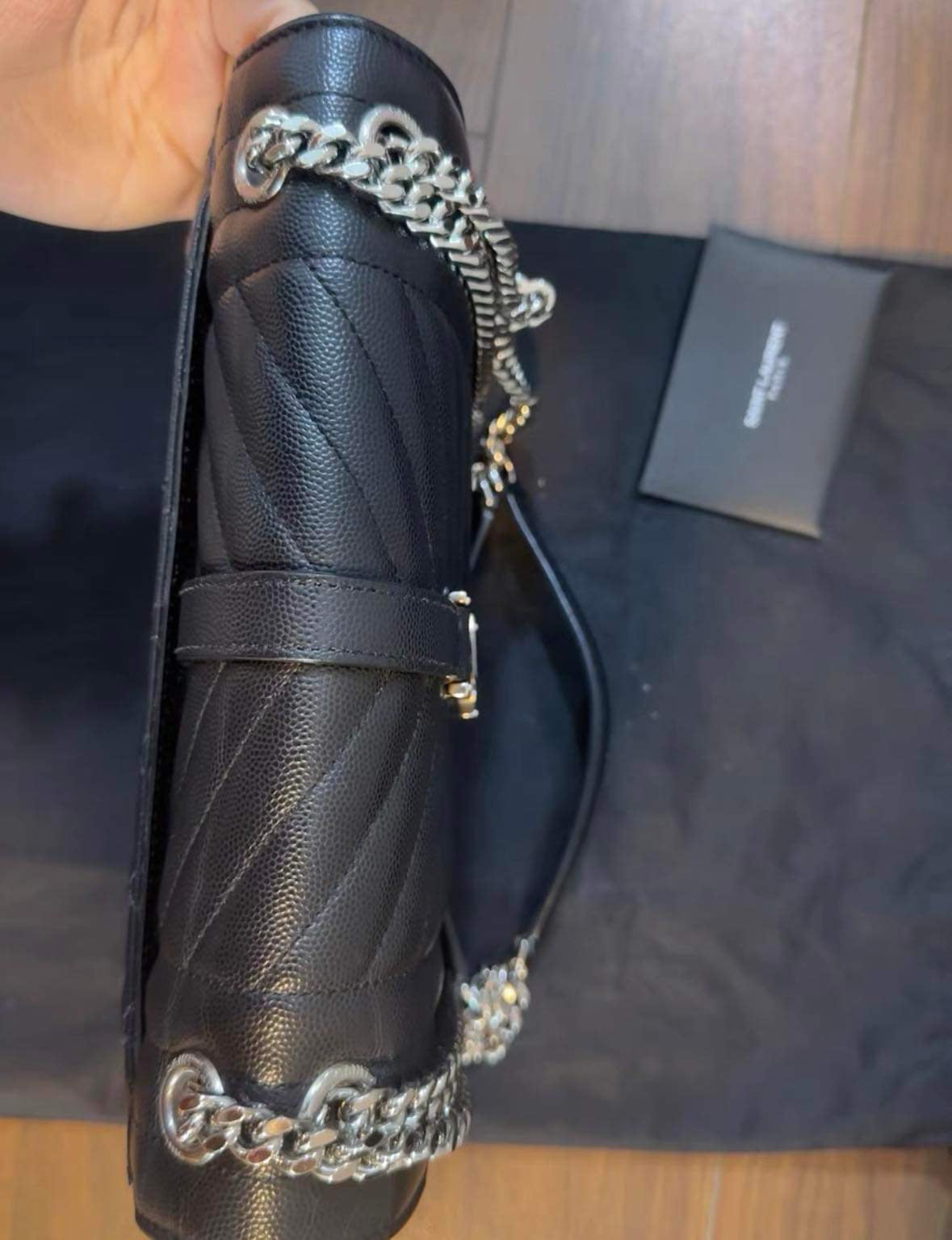 Yves Saint Laurent Black Envelope 2 way bag SHW