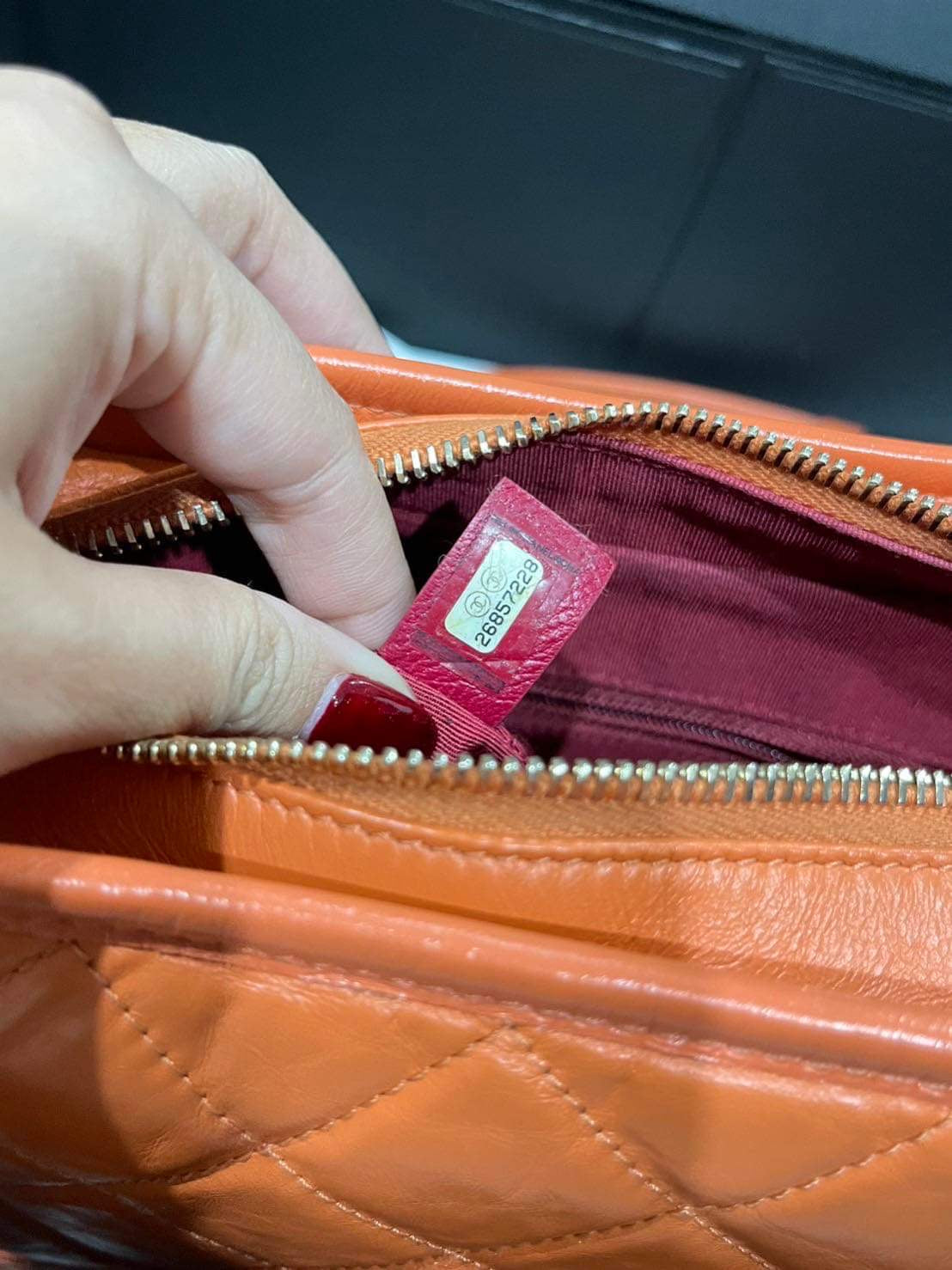 Chanel limited edition orange aged calfskin Gabrielle small hobo bag