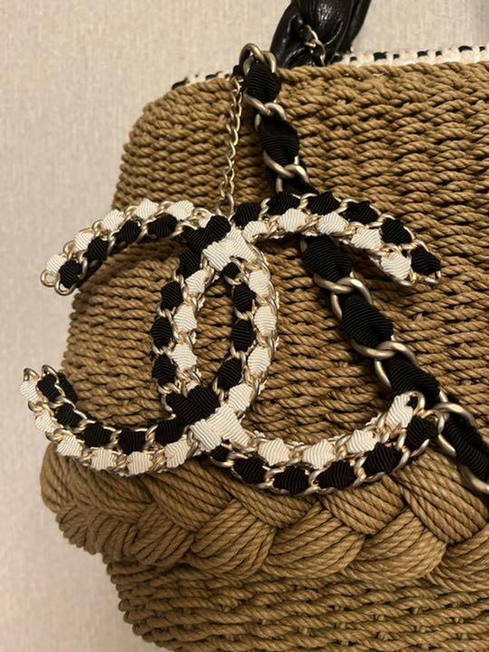 Chanel Woven Raffia Lambskin Coco Country Tote