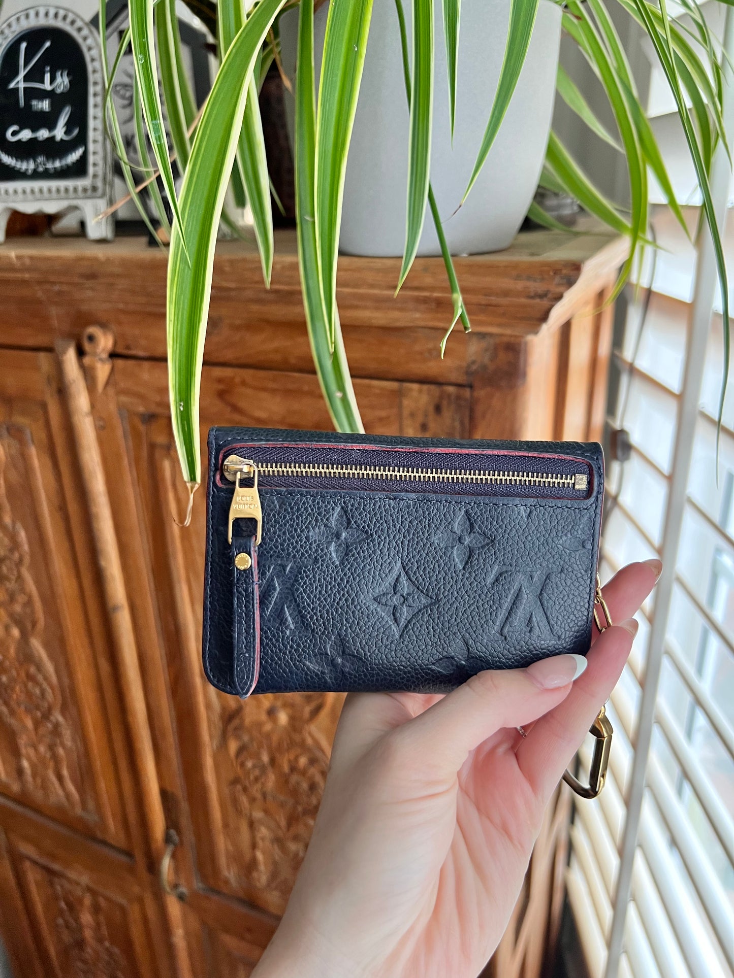 Louis Vuitton navy empreinte leather zip key chain pouch