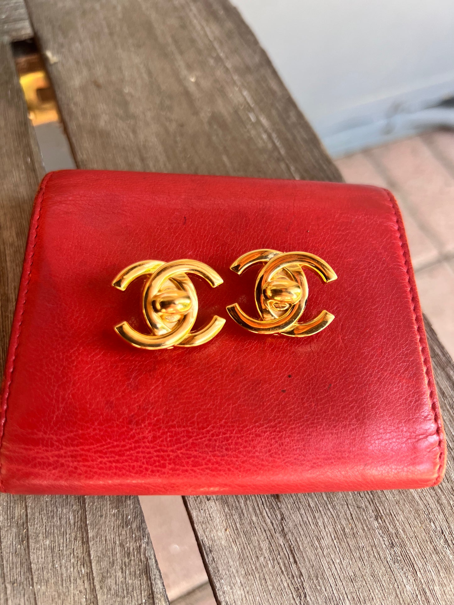Chanel CC turn lock large earrings