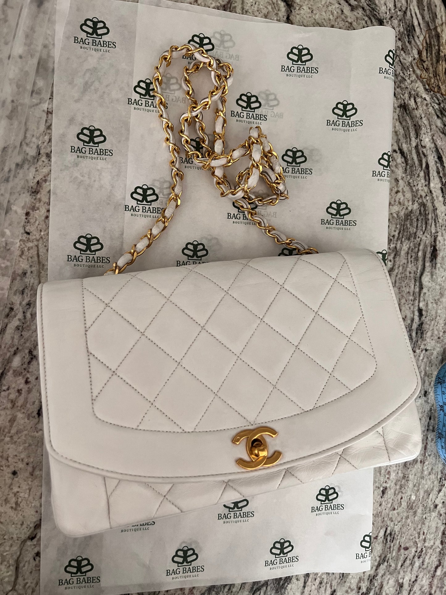 Chanel vintage white lambskin Diana 24k GHW - partial payment
