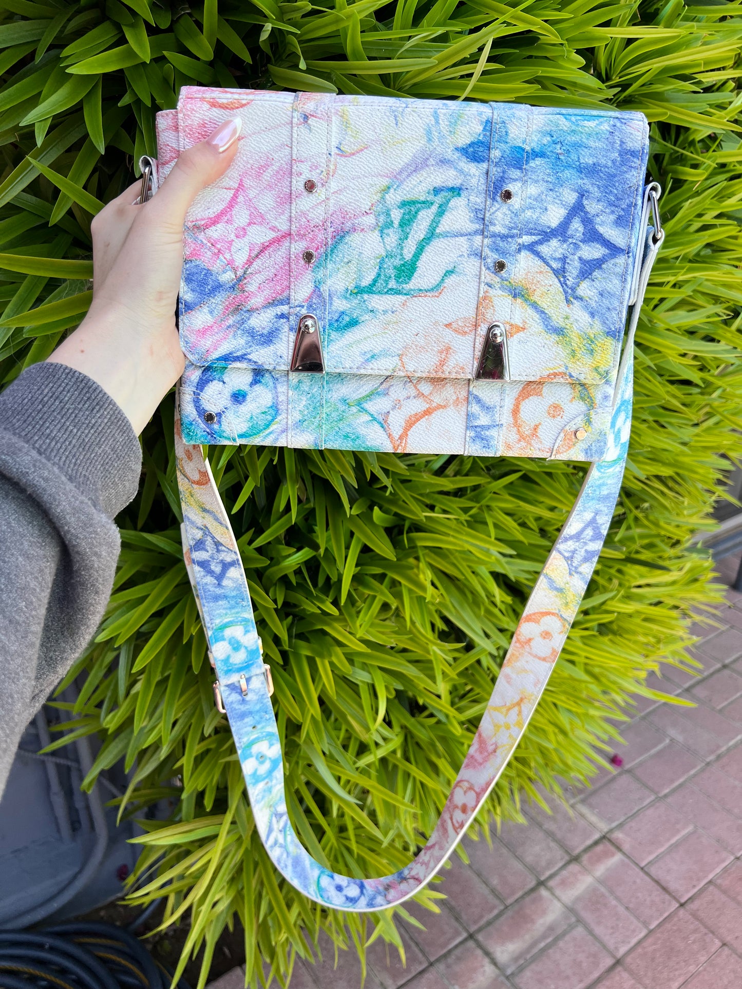 Louis Vuitton limited edition pastel watercolor trunk PM messenger bag