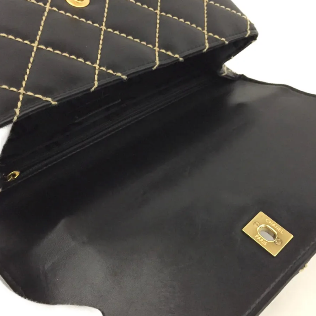 Chanel 2005 Wild Stitch Lambskin Large Top Handle Flap Bag