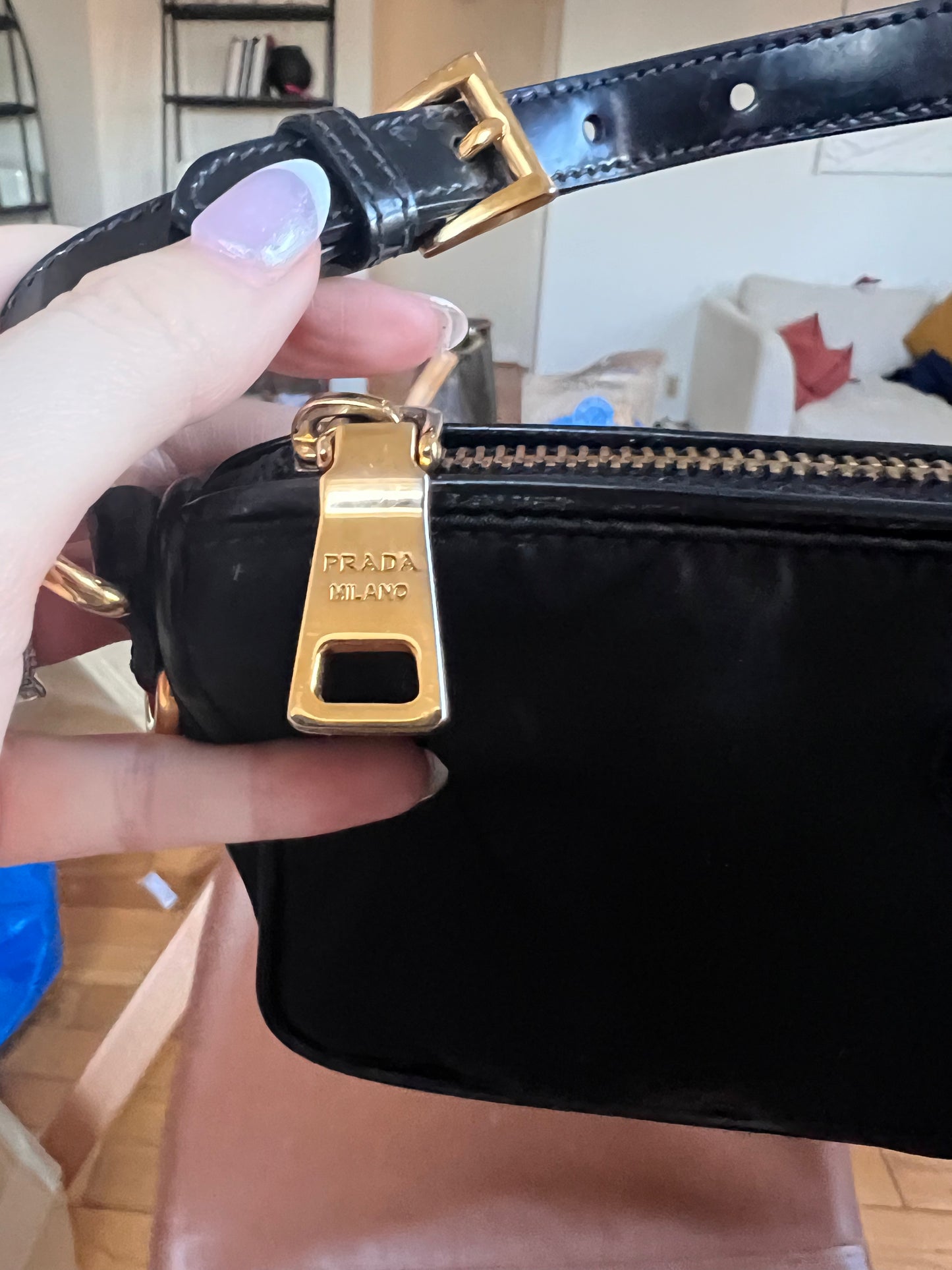 Prada nylon Tessuto/ leather pochette