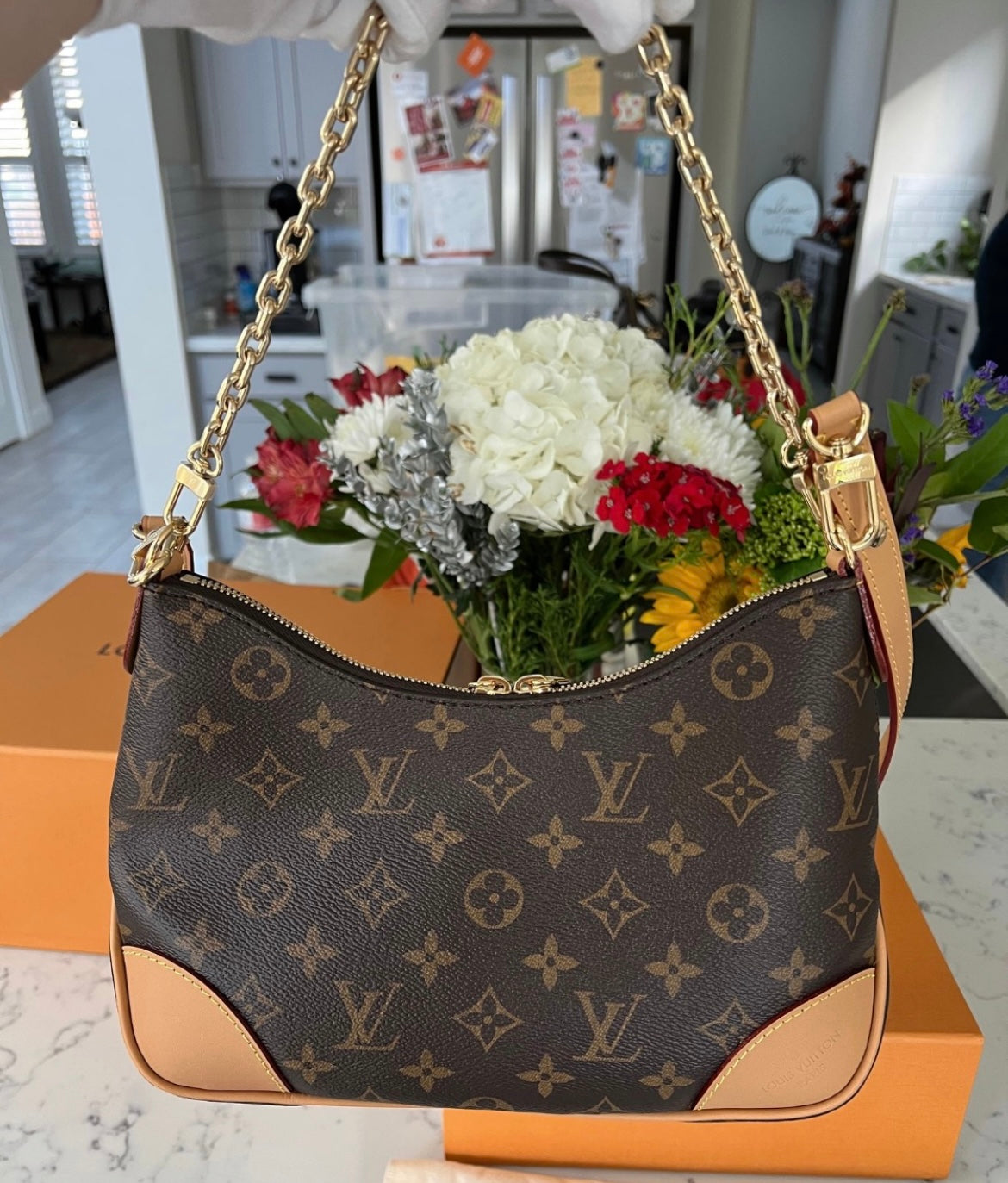 Louis Vuitton monogram / natural boulogne NM bag