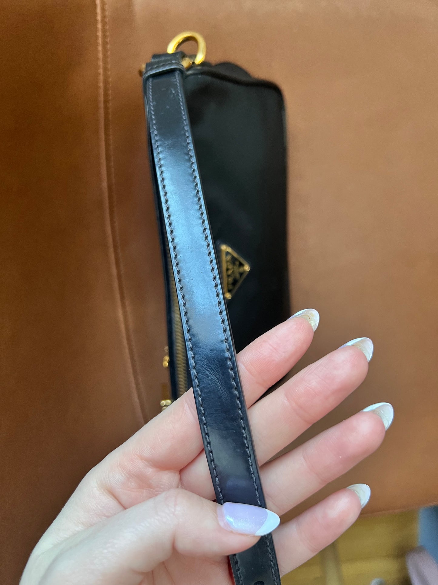 Prada nylon Tessuto/ leather pochette