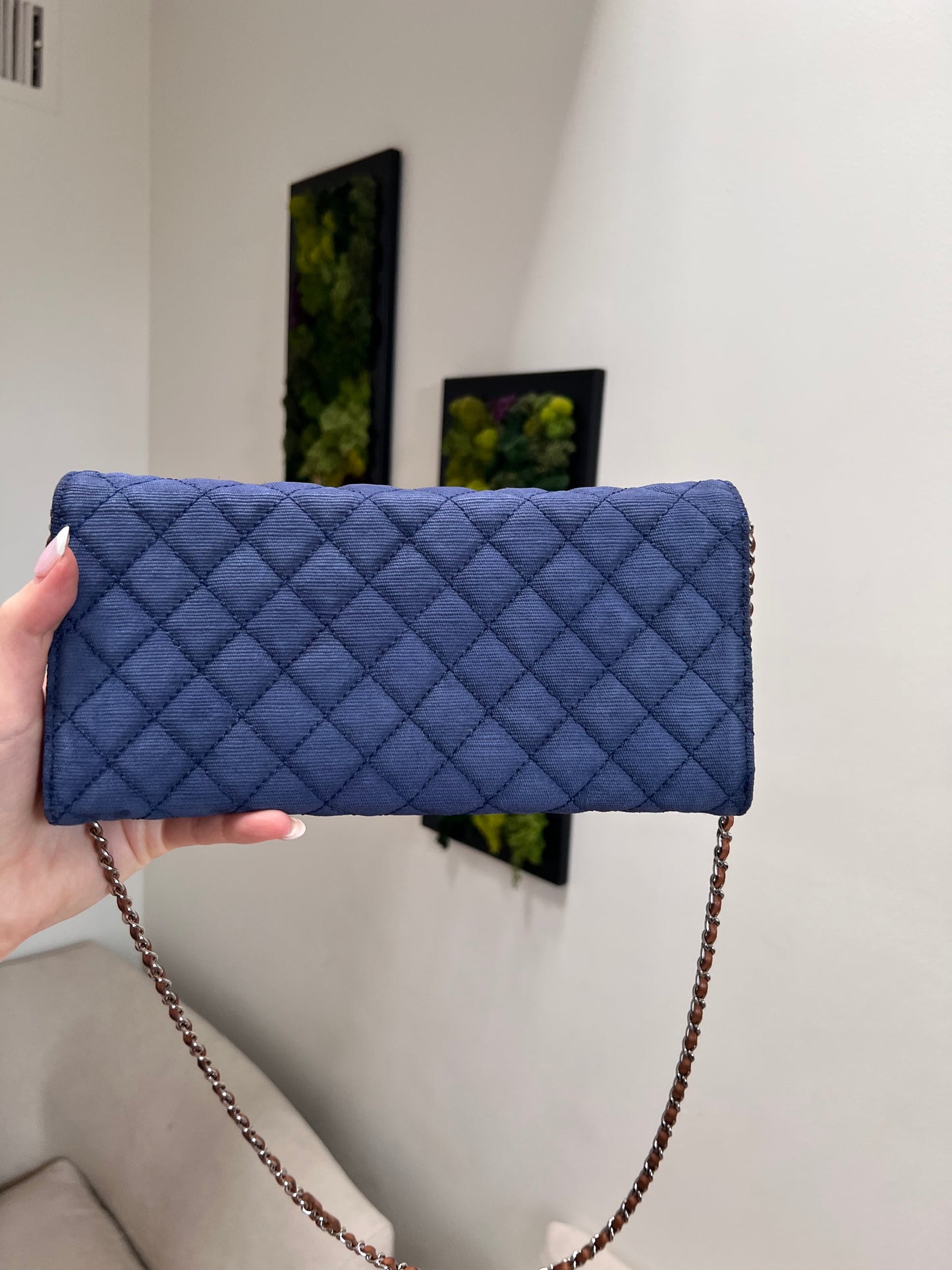 Chanel Denim CC quilted wallet on chain
