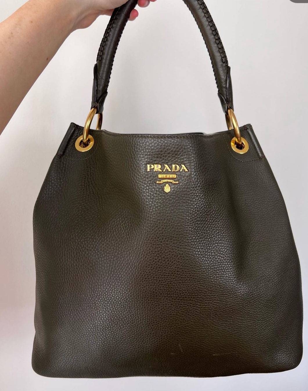 Prada Brown Vitello Daino Leather Pochette Shoulder Bag Prada