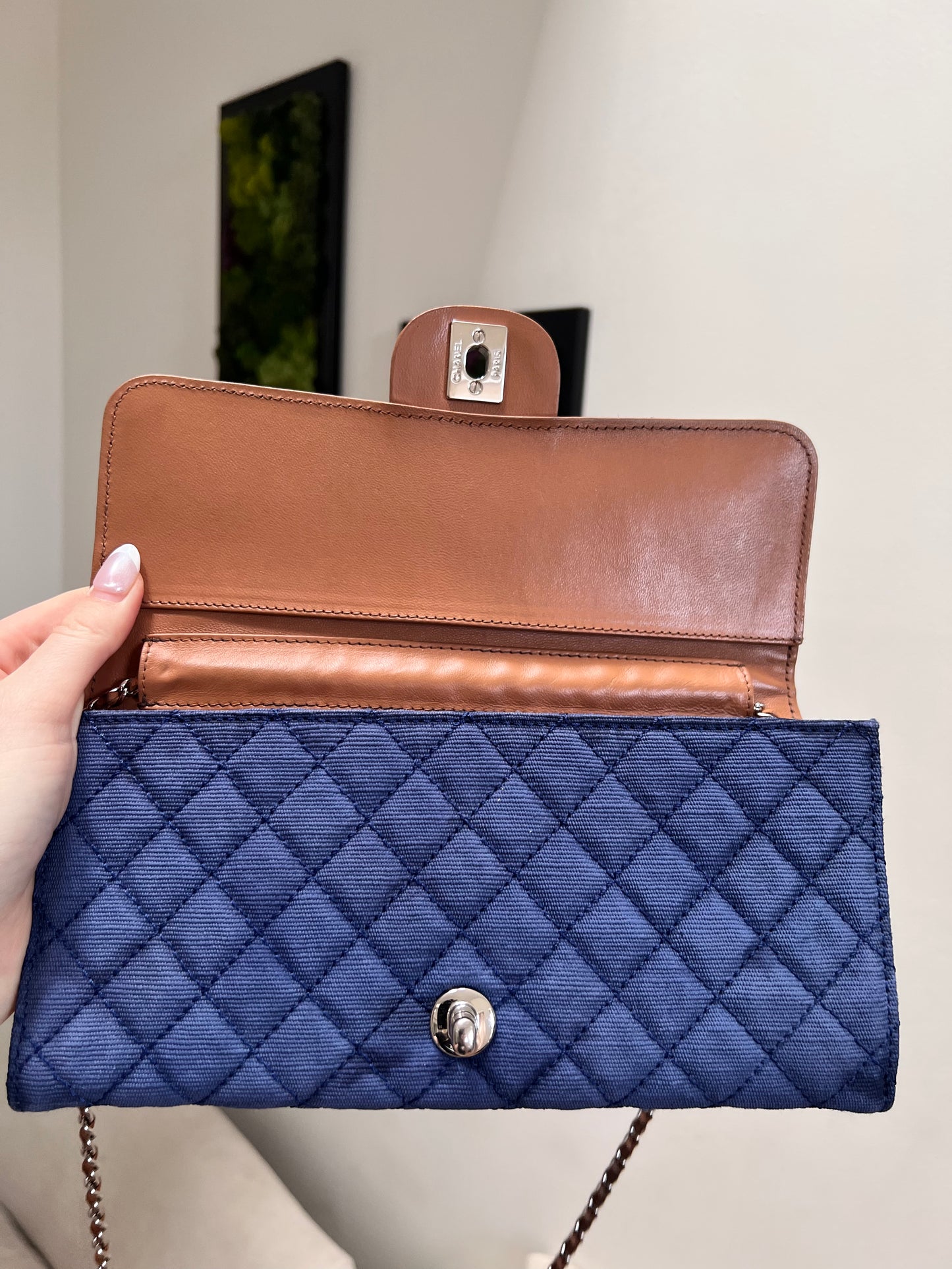 Chanel Denim CC quilted wallet on chain