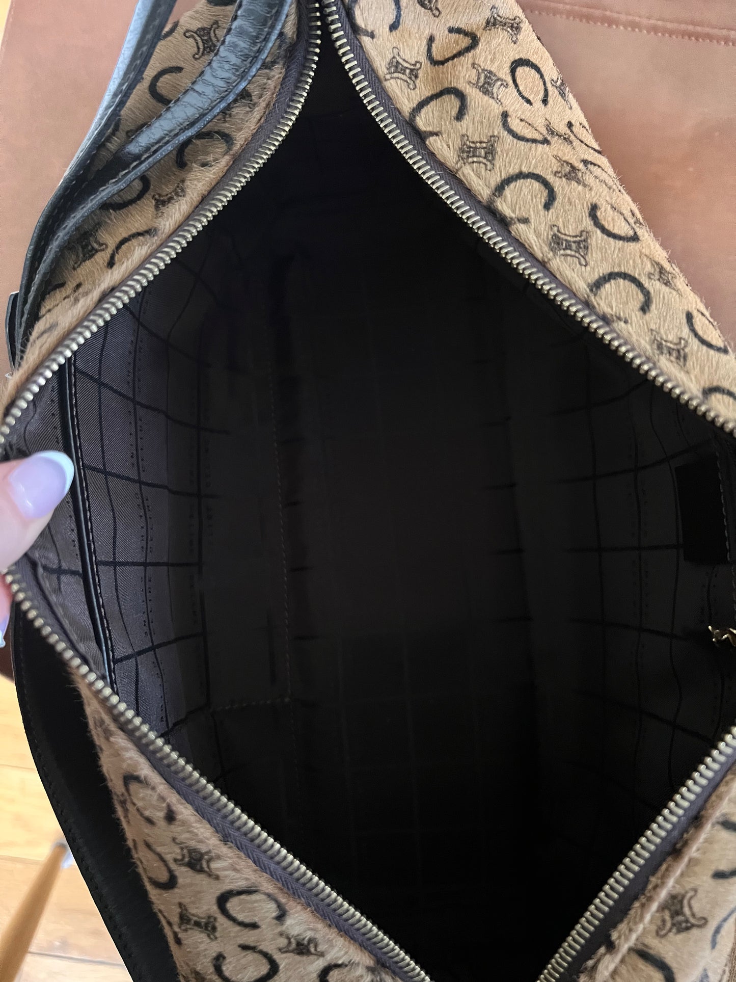 Celine vintage pony hair triomphe shoulder bag