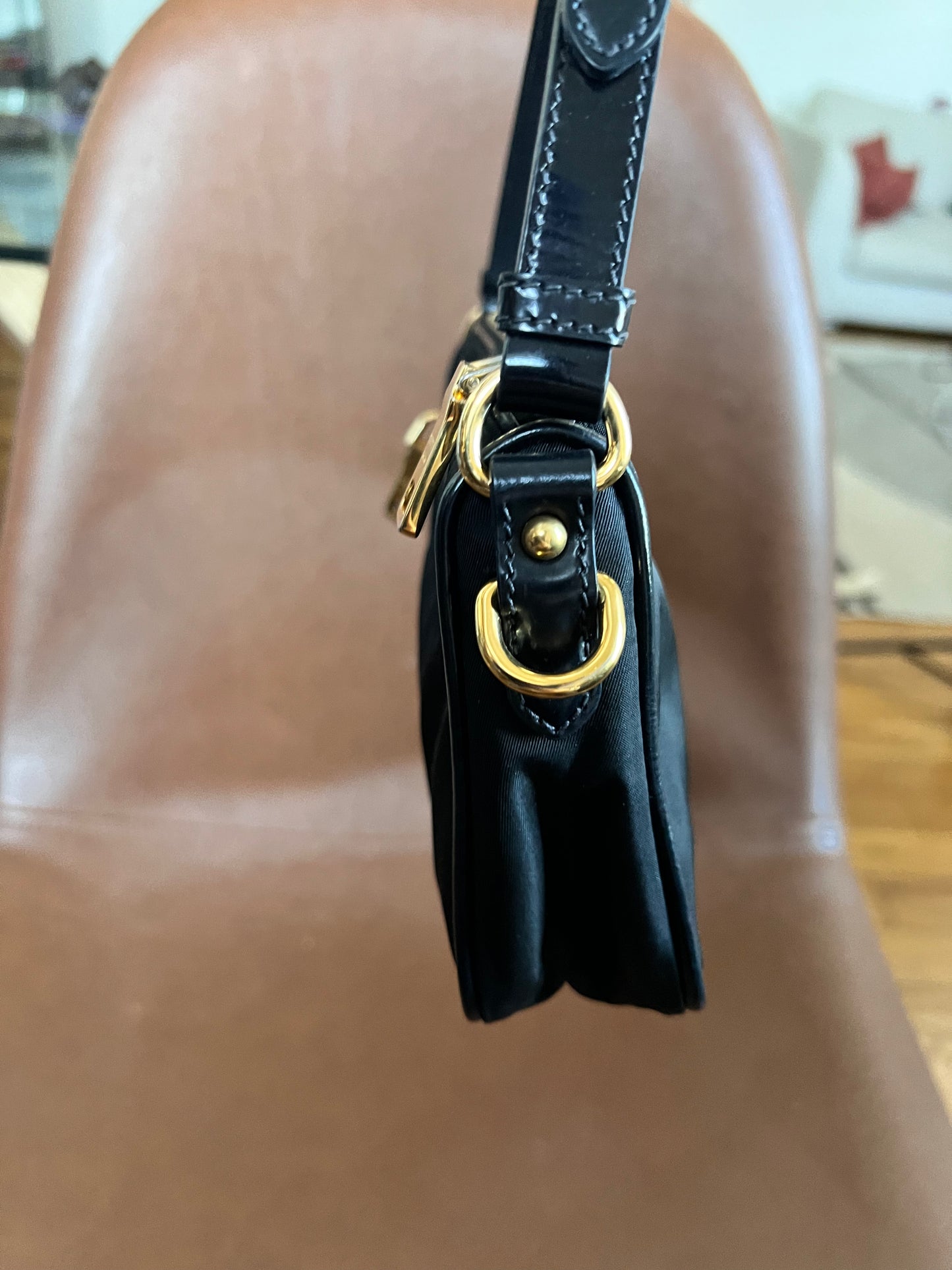 Prada nylon Tessuto/ leather pochette