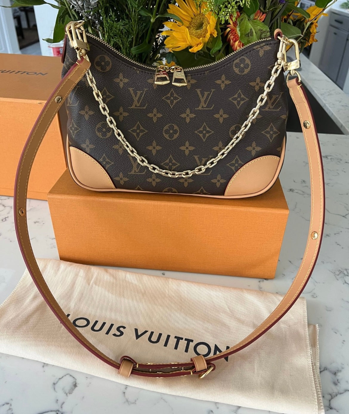 Louis Vuitton monogram / natural boulogne NM bag