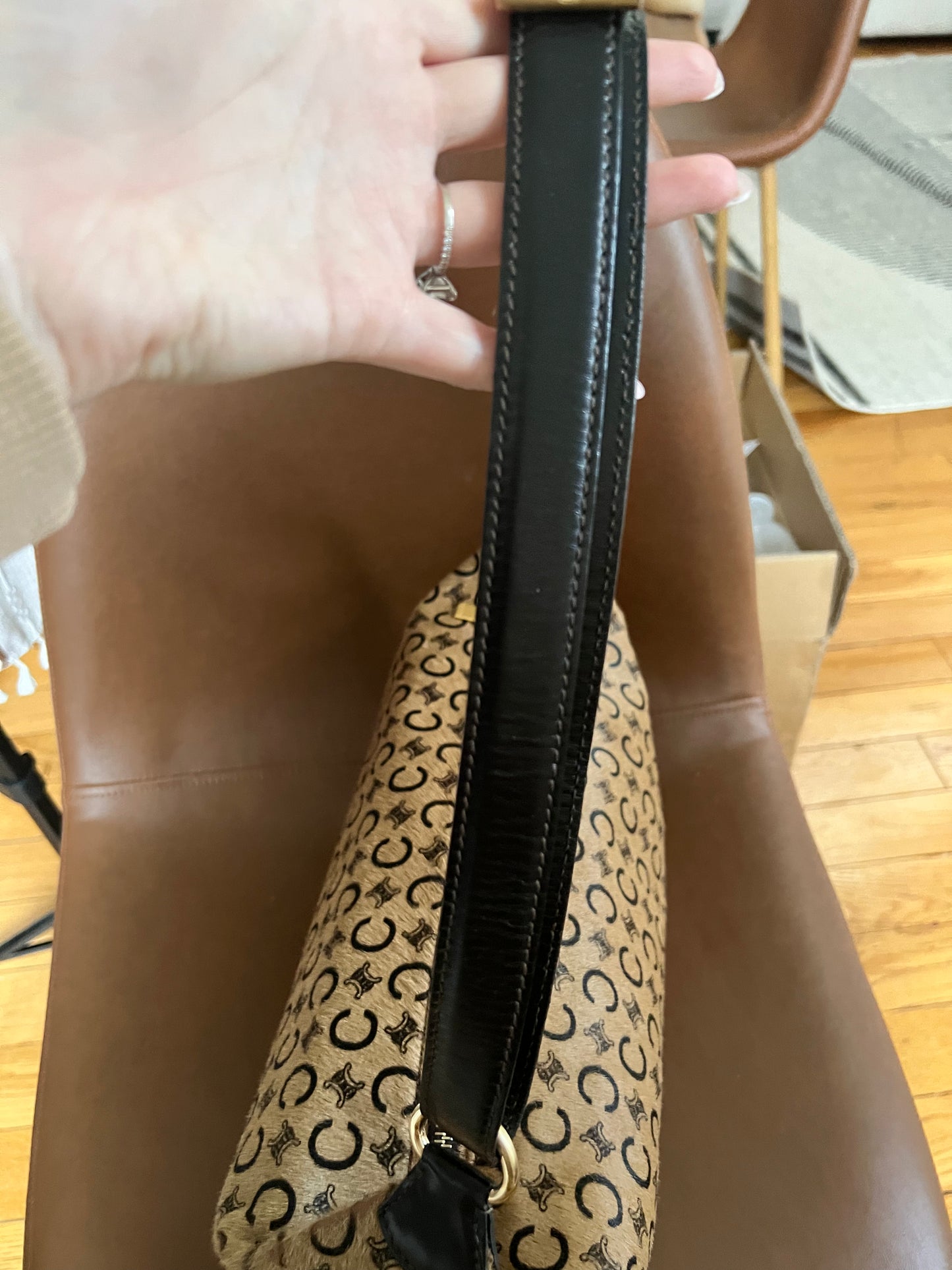 Celine vintage pony hair triomphe shoulder bag