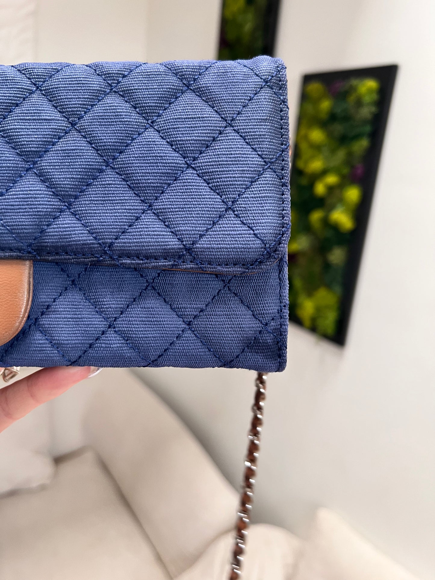 Chanel Denim CC quilted wallet on chain
