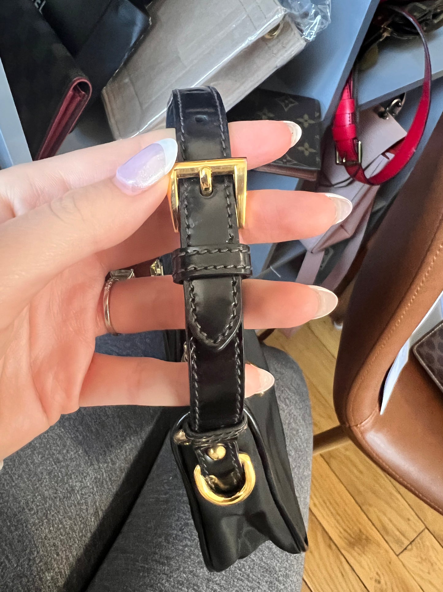 Prada nylon Tessuto/ leather pochette