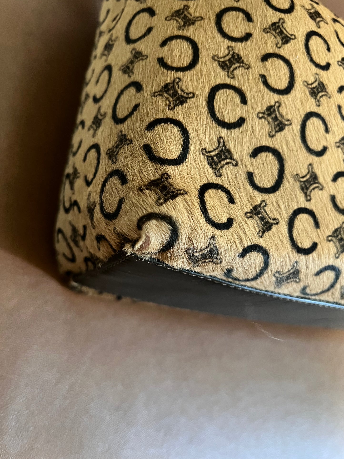 Celine vintage pony hair triomphe shoulder bag