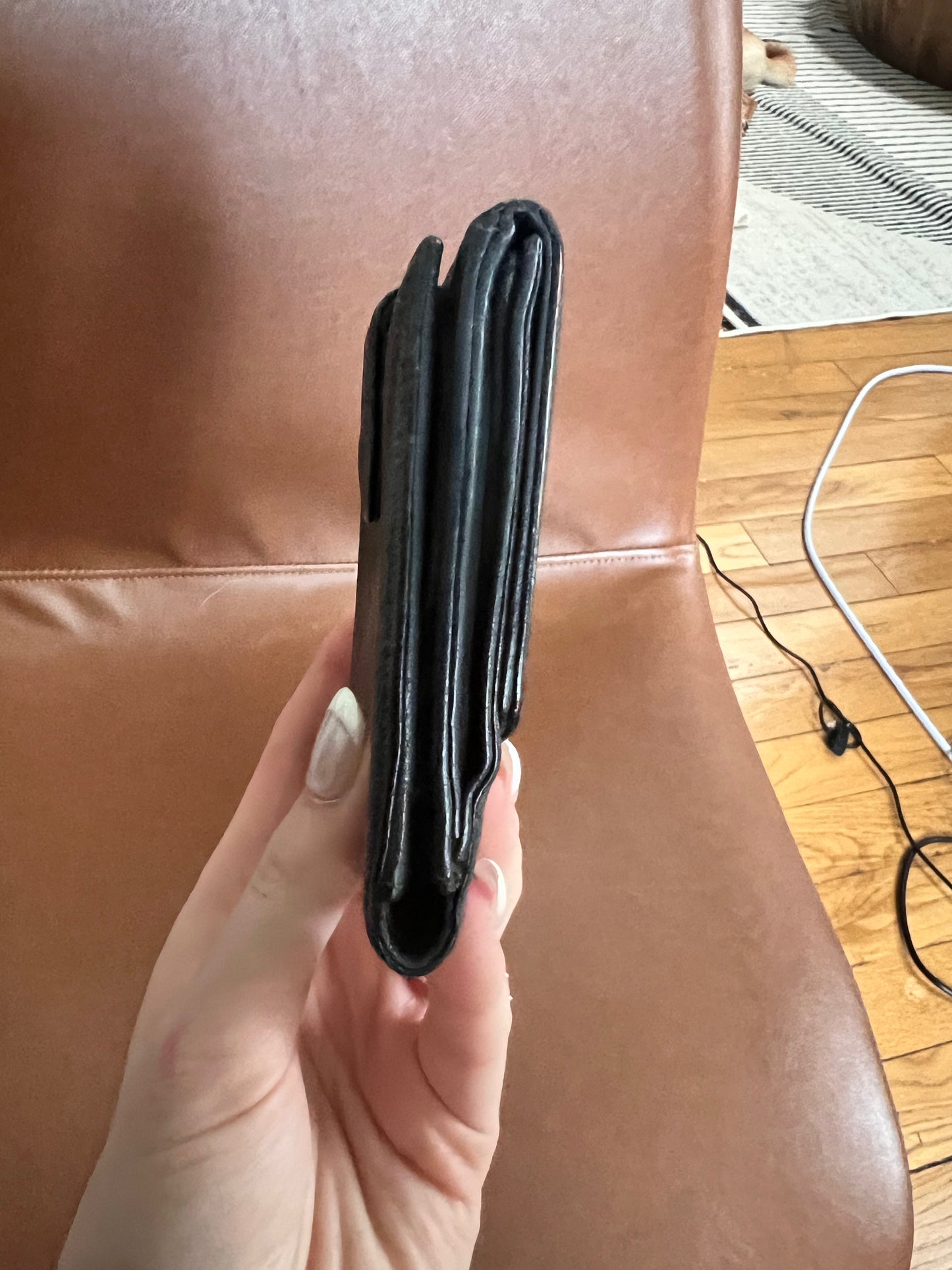 Chanel black caviar double sided wallet