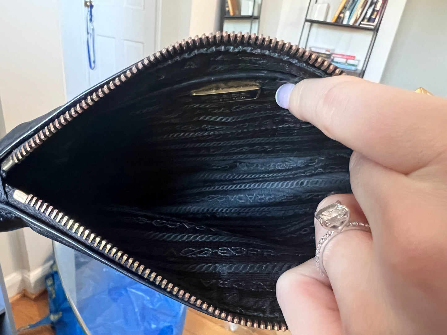 Prada nylon Tessuto/ leather pochette