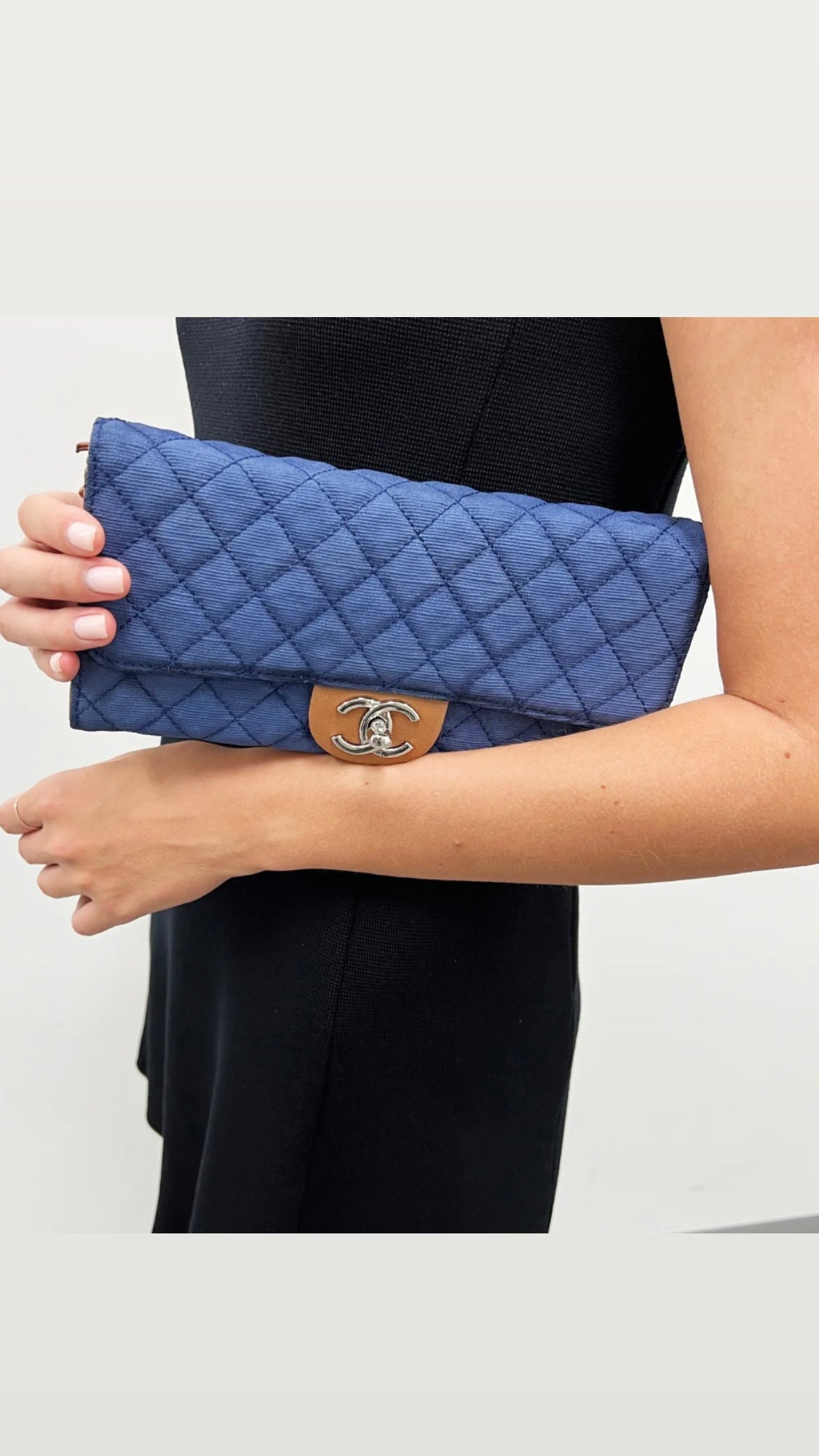 Chanel Denim CC quilted wallet on chain