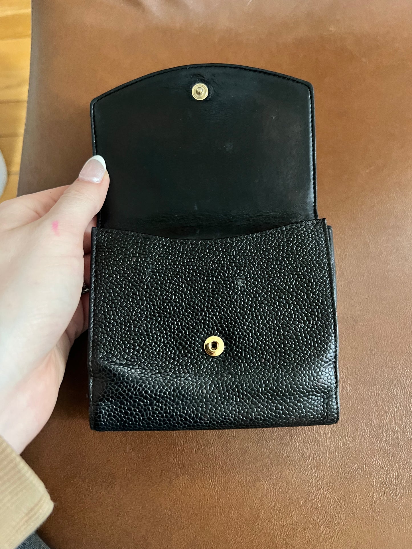 Chanel black caviar double sided wallet