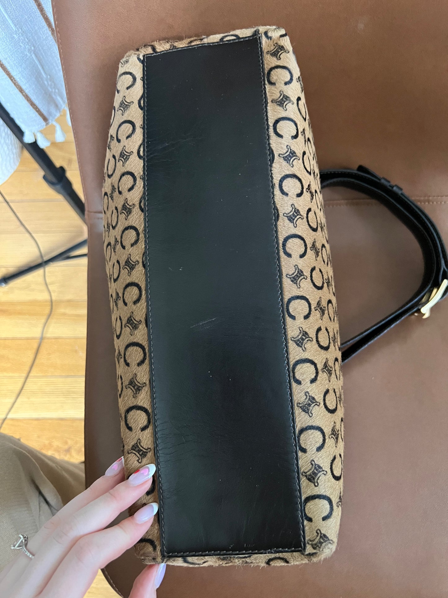 Celine vintage pony hair triomphe shoulder bag