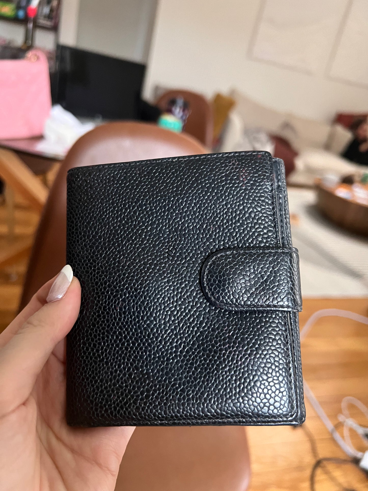 Chanel black caviar double sided wallet