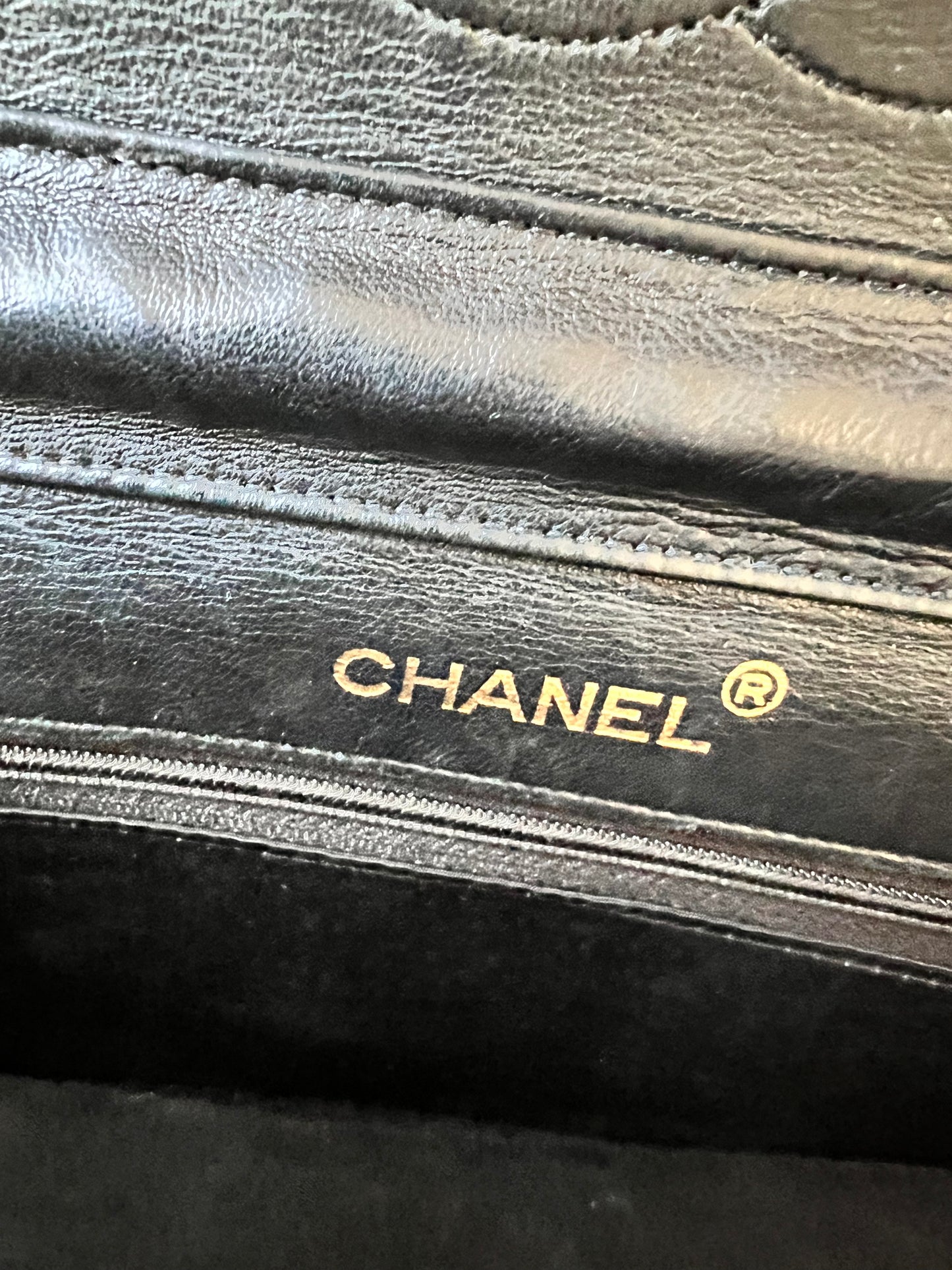 Chanel vintage double rounded flap black lambskin 24k gold chain bag