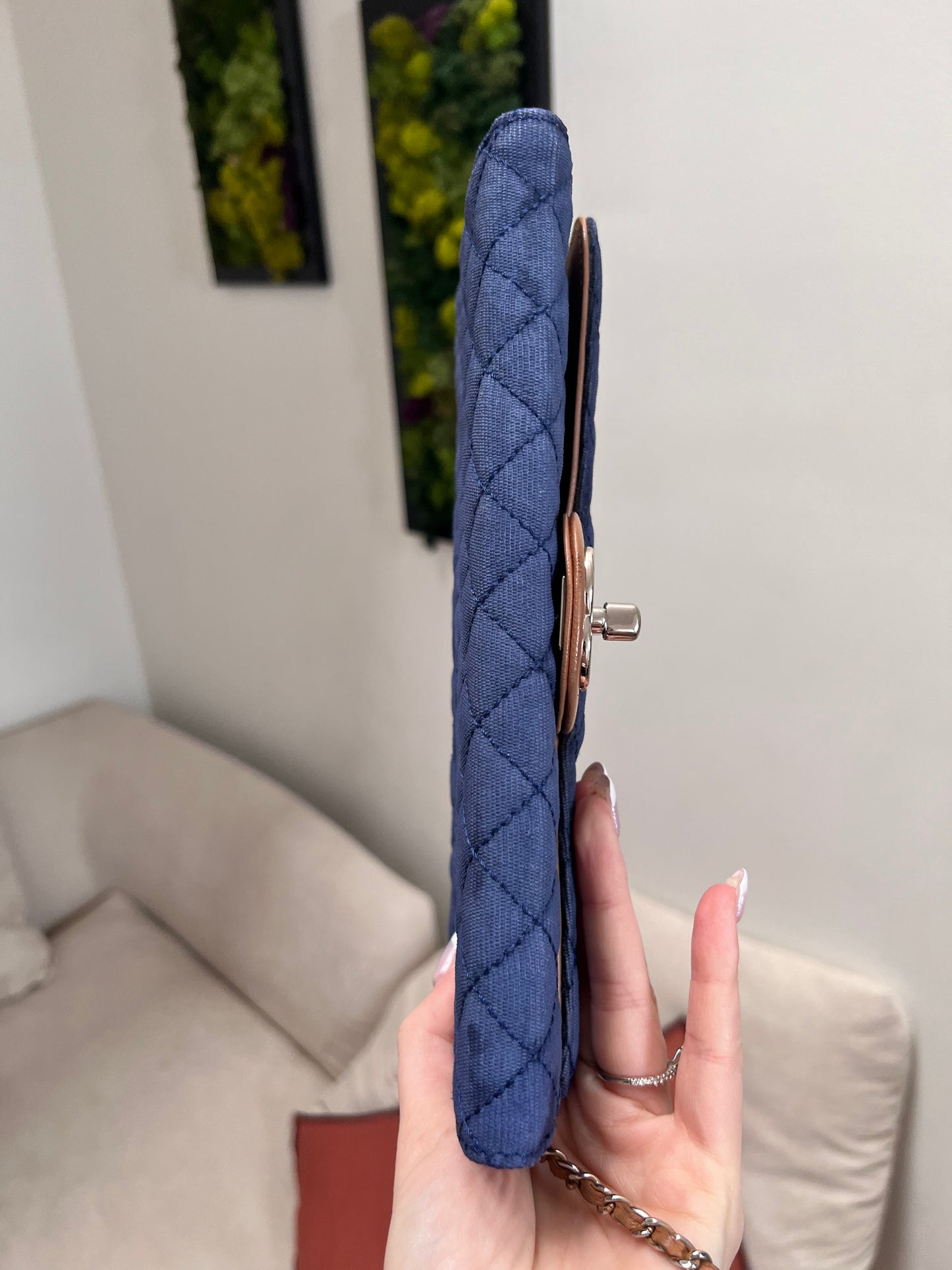 Chanel Denim CC quilted wallet on chain